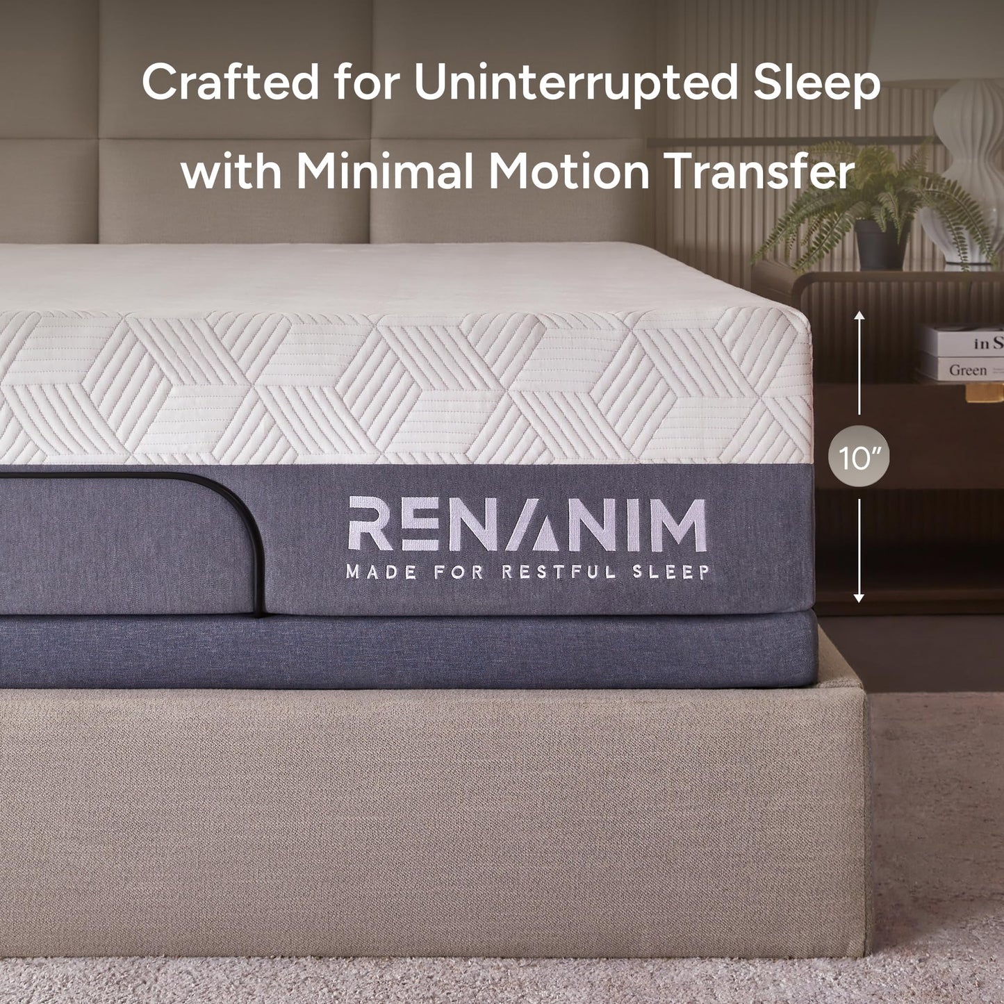 Renanim Hybrid Mattress Split King - Firm Cooling Gel Memory Foam W/Individual Pocket Springs - Breathable Supportive Pressure Relief Split King Mattress in a Box - Fiberglass Free Bed Mattress