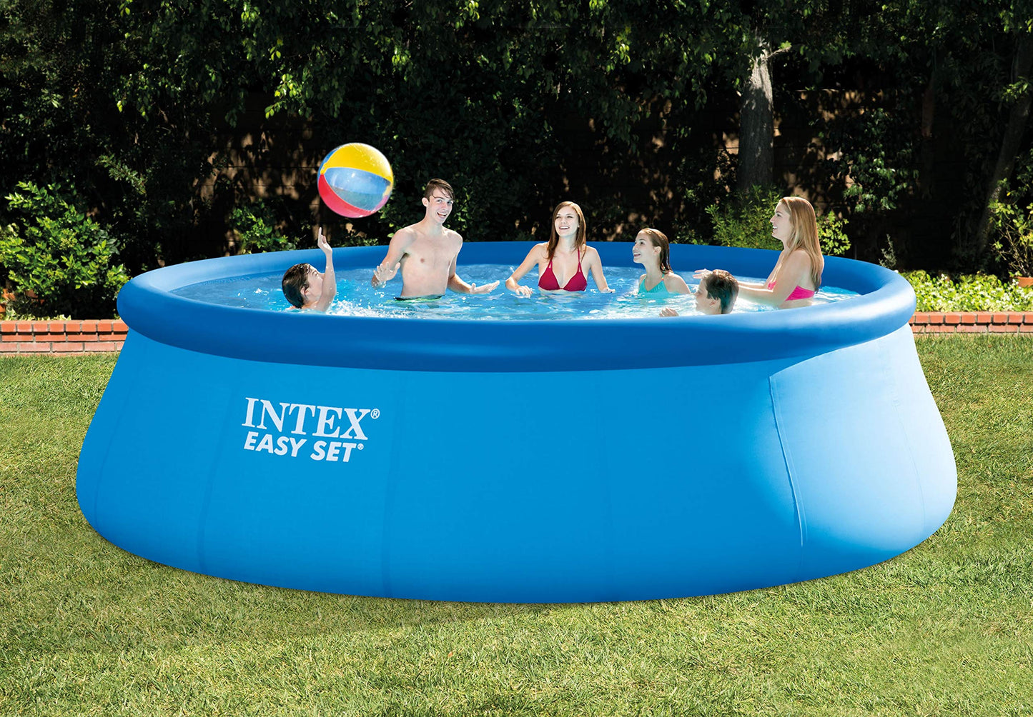 INTEX Easy Set Inflatable Swimming Pool Set: 15ft x 48in – with 1000 GPH Cartridge Filter Pump and Hydrotools Chlorine Dispenser – Easy Assembly