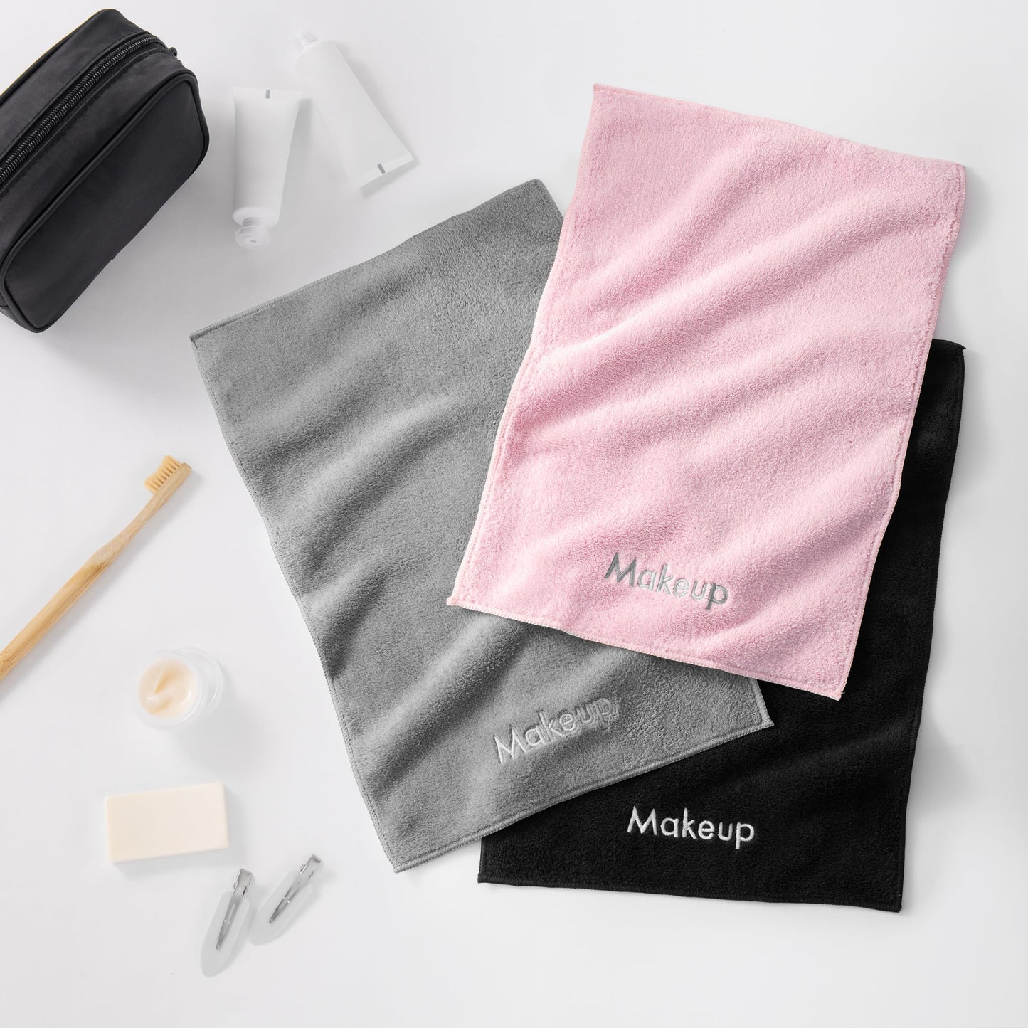 Arkwright Makeup Remover Fingertip Towels 6 Pack - Microfiber Coral Fleece Face Towels, Ultra Soft Reusable Washcloths, Gentle Facial Cleansing for Waterproof Makeup, 11 x 17, Black
