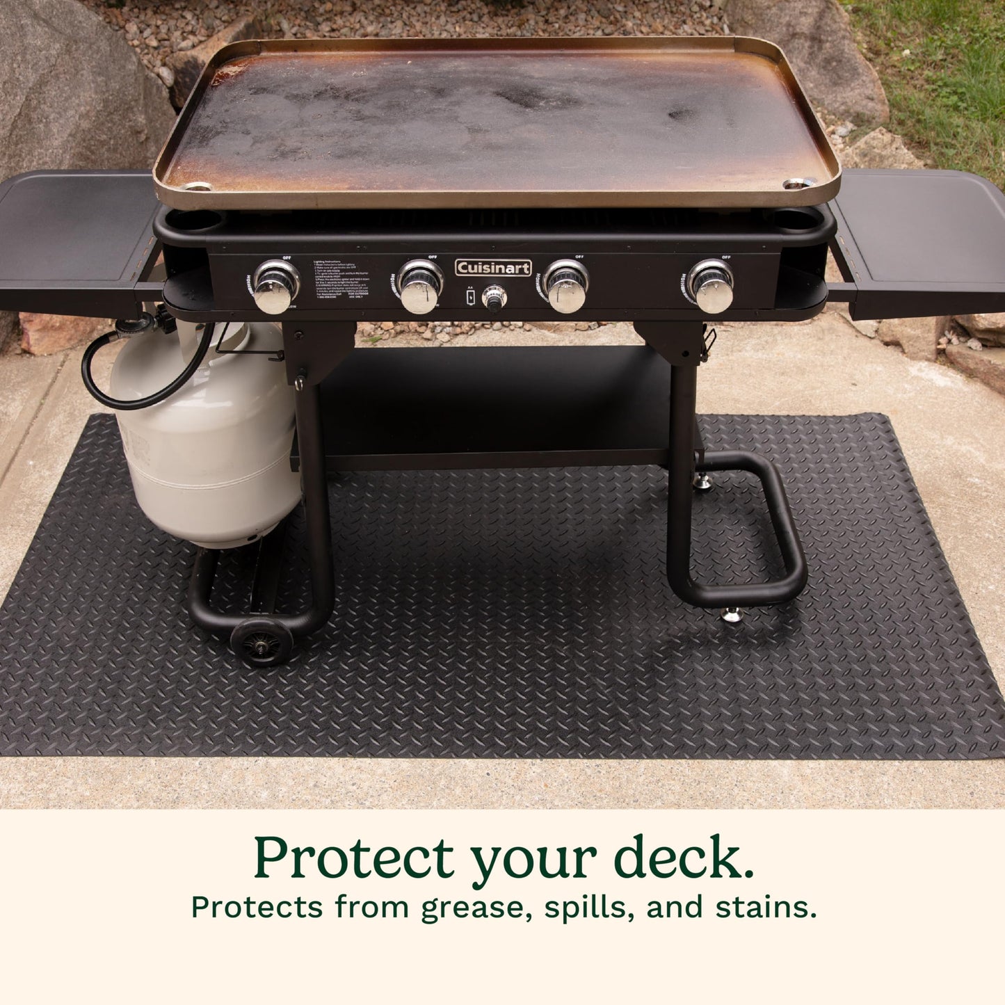 Cuisinart Premium Deck and Grill Mat, 65" x 36", Non-Slip Rubber Mat for BBQ, Griddle and Grill All Season Protection for Patio, Deck and Porch