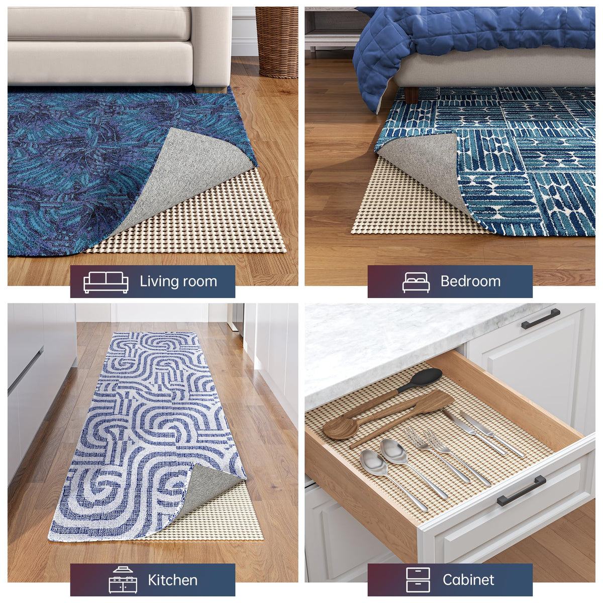 Jorvila Non-Slip Rug Pad Gripper 8x10 Ft