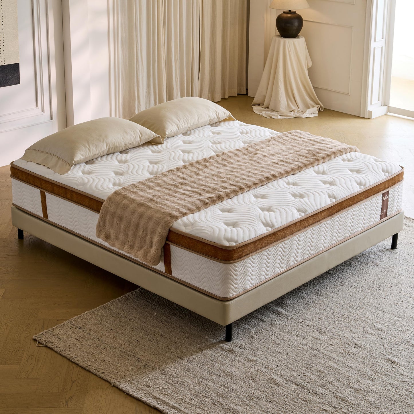 ZELBIO Full XL Hybrid Mattress, 12” Cooling Gel Memory Foam Mattress with Pocket Springs, Medium Firm, Breathable, Bed-in-a-Box