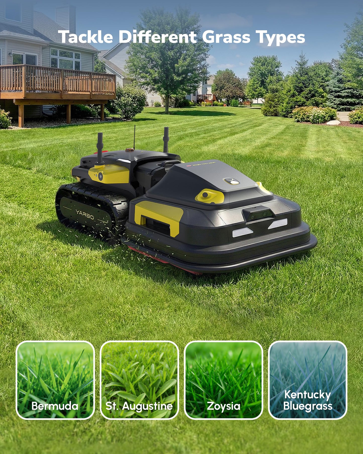 YARBO Robot Lawn Mower Pro with Modular Design for Large Yard up to 6 Acres, Perimeter Wire Free APP Control Robotic Lawnmower with 0.8"-4.0" Cutting Height, AI Vision & RTK for Navigation