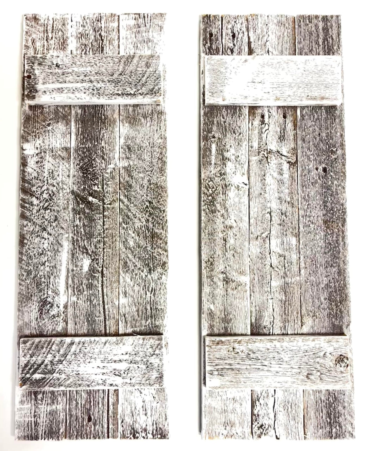 Rustic Shutters Made from 100% Reclaimed Weathered Wood | Set of 2 | Made in The USA | Perfect for Farmhouse Barnwood Style Decor - (11"x30") (White)