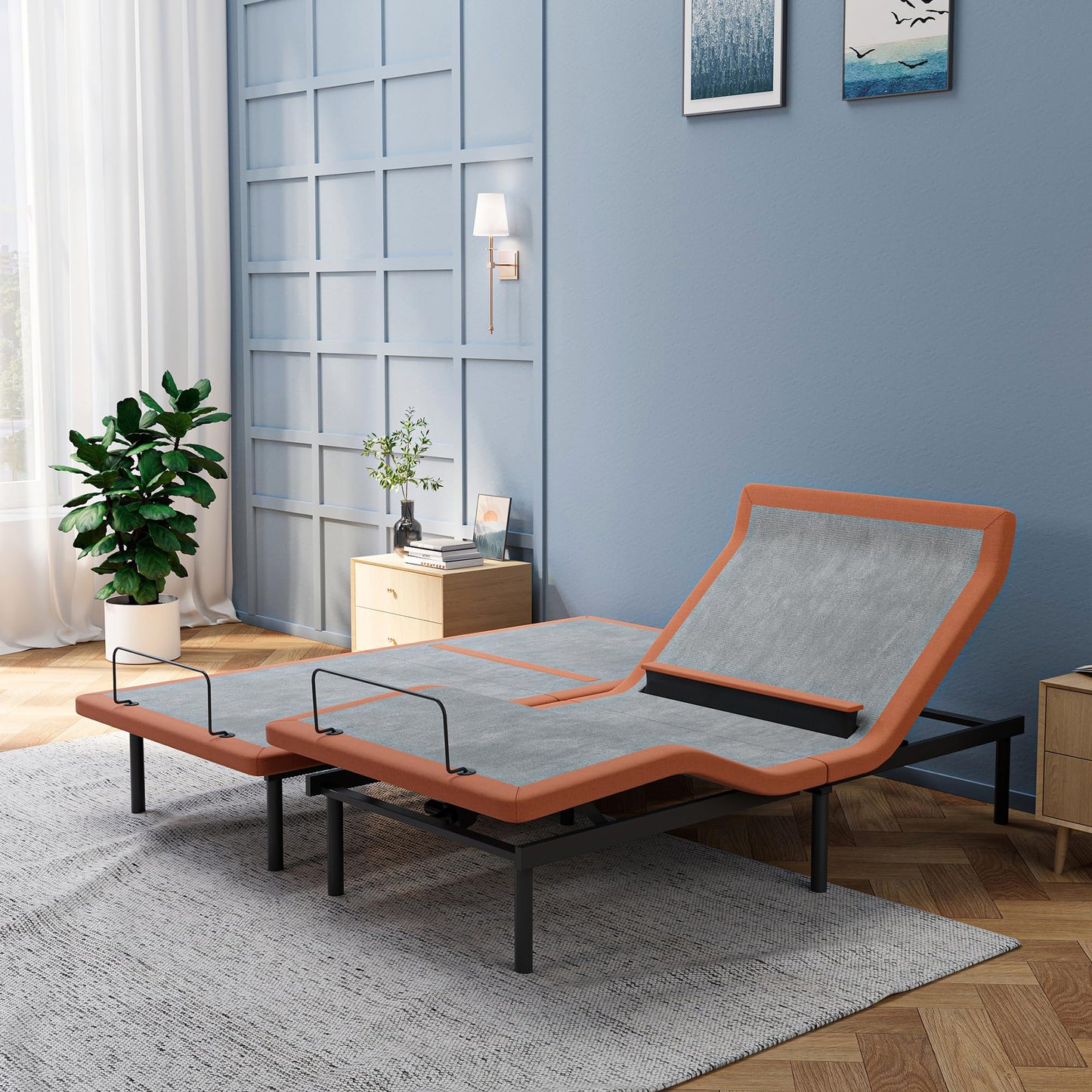 ESHINE Split King Adjustable Bed Frame with Lumbar Support Smart App