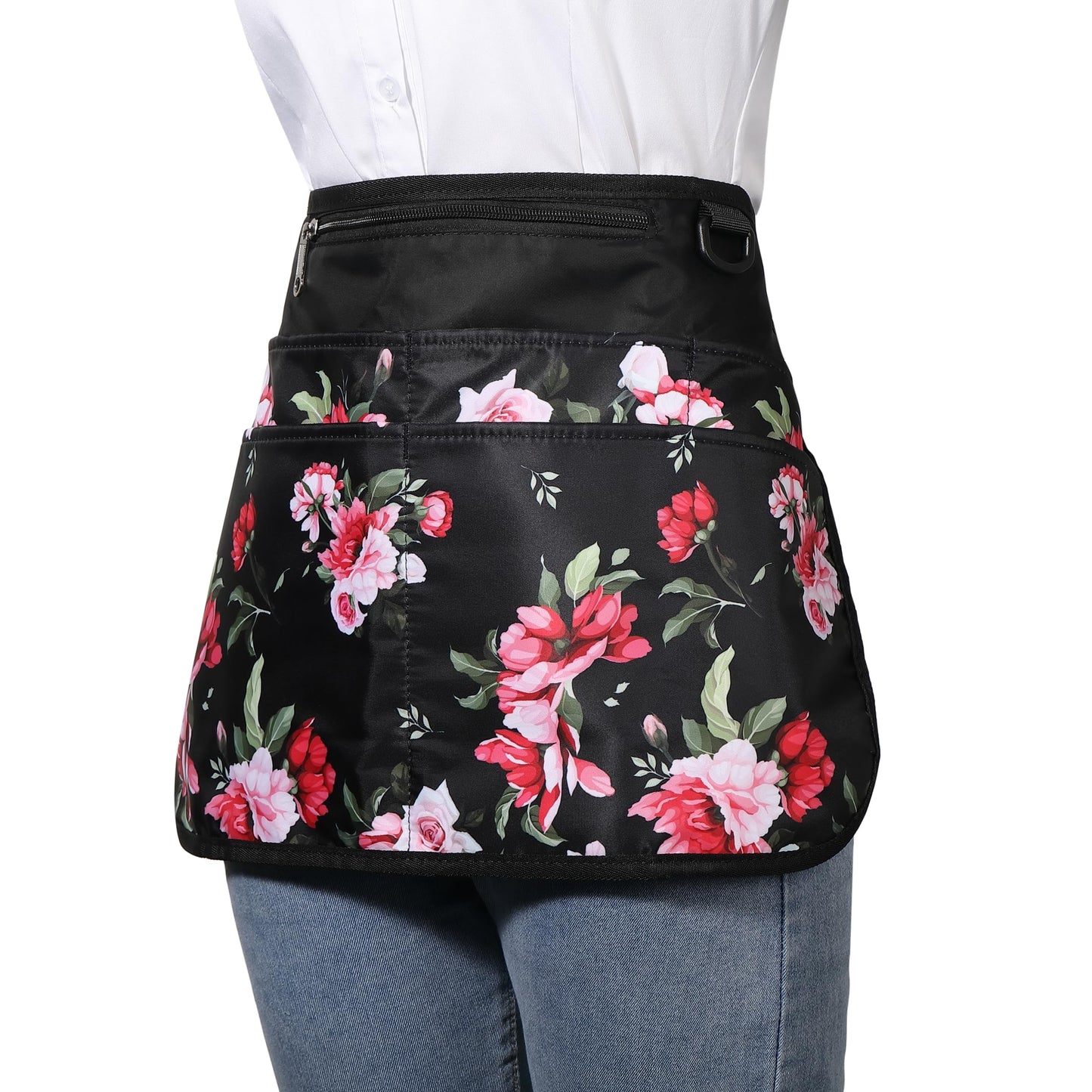 Bafelia Garden Apron for Women with 6 Pockets,Half Florist Apron (Peony)