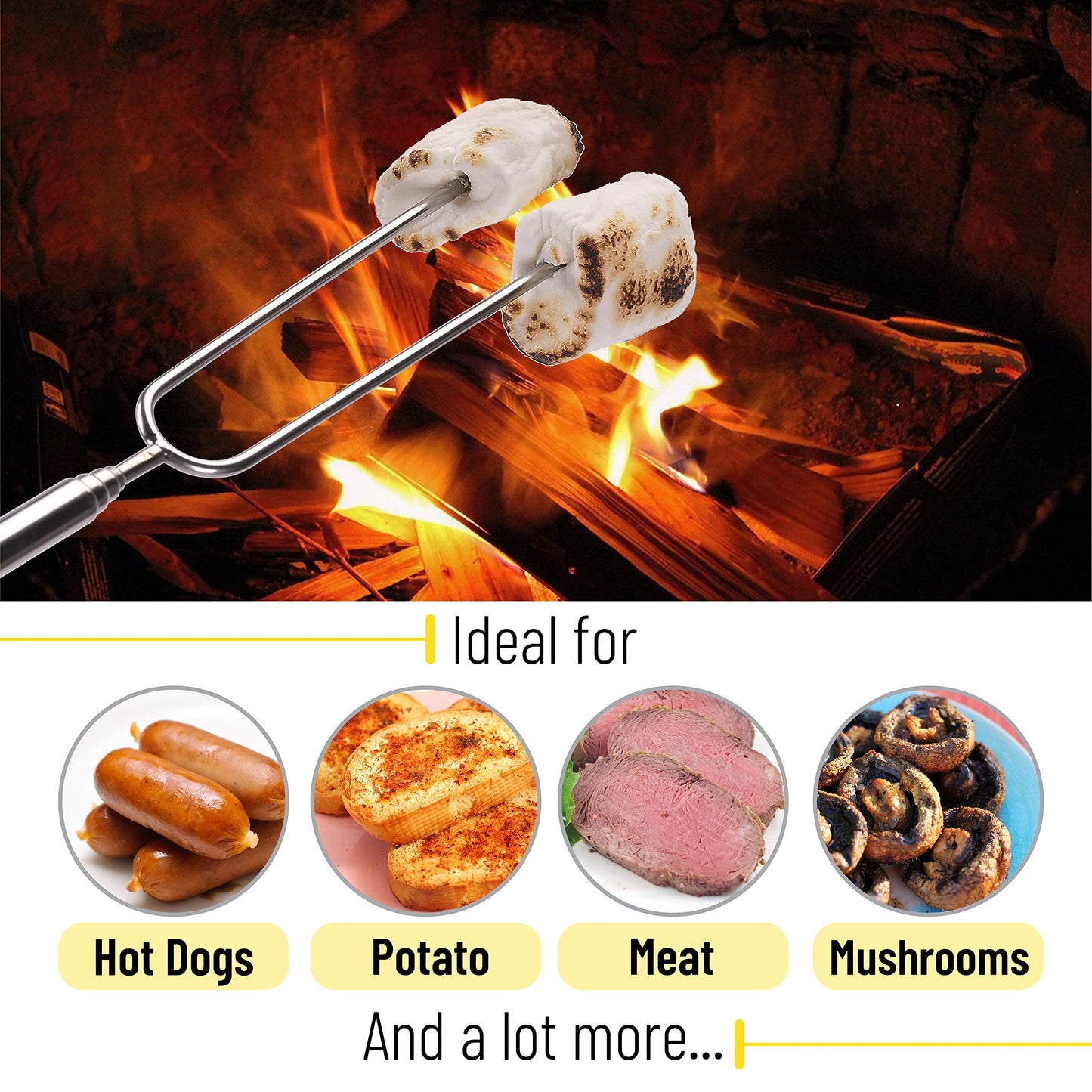 UNCO- Marshmallow Roasting Sticks, 32”, 5 Pack, Dark Brown