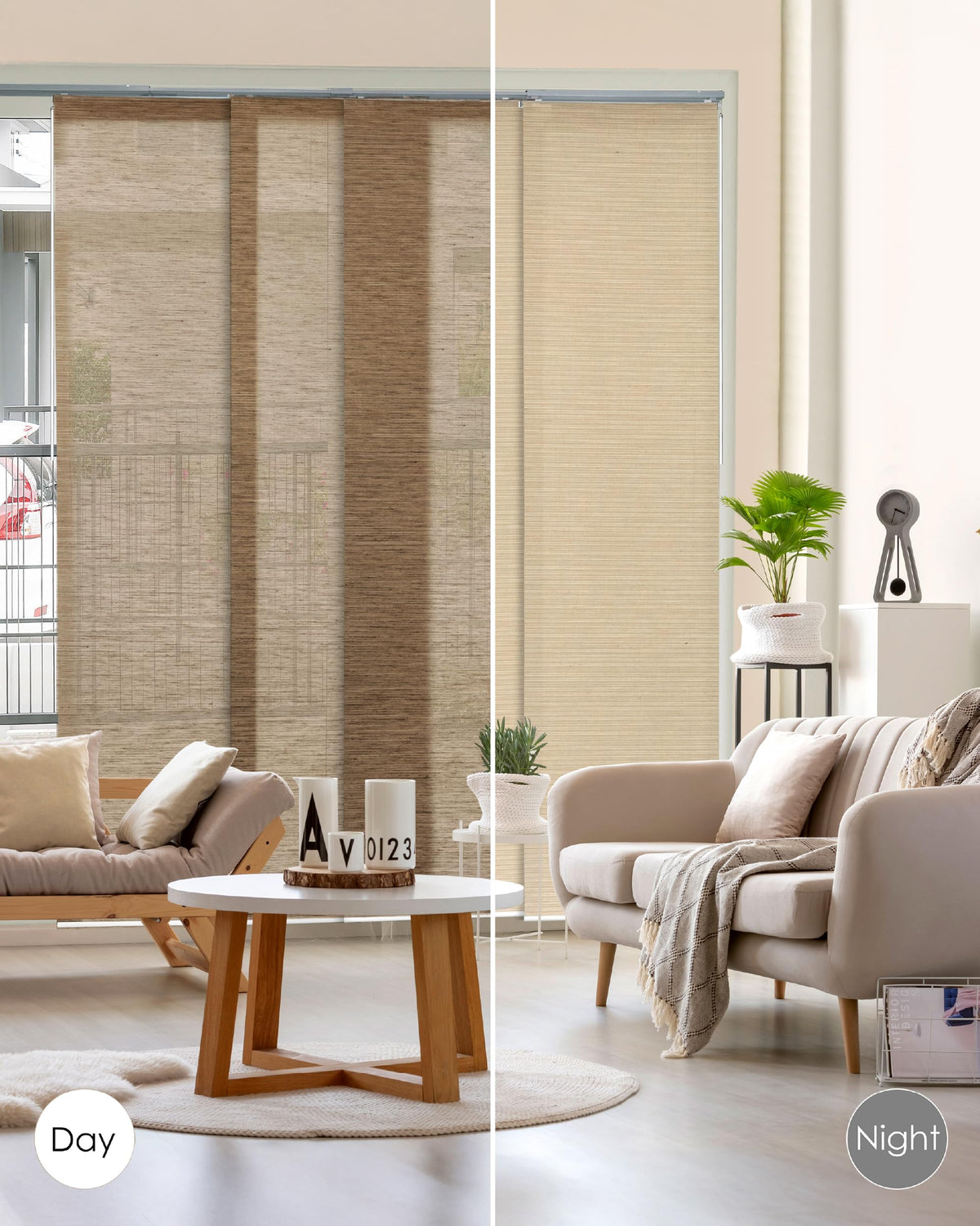 GoDear Design Jute Panel Blinds 45.8"-86" x 96", Yoga