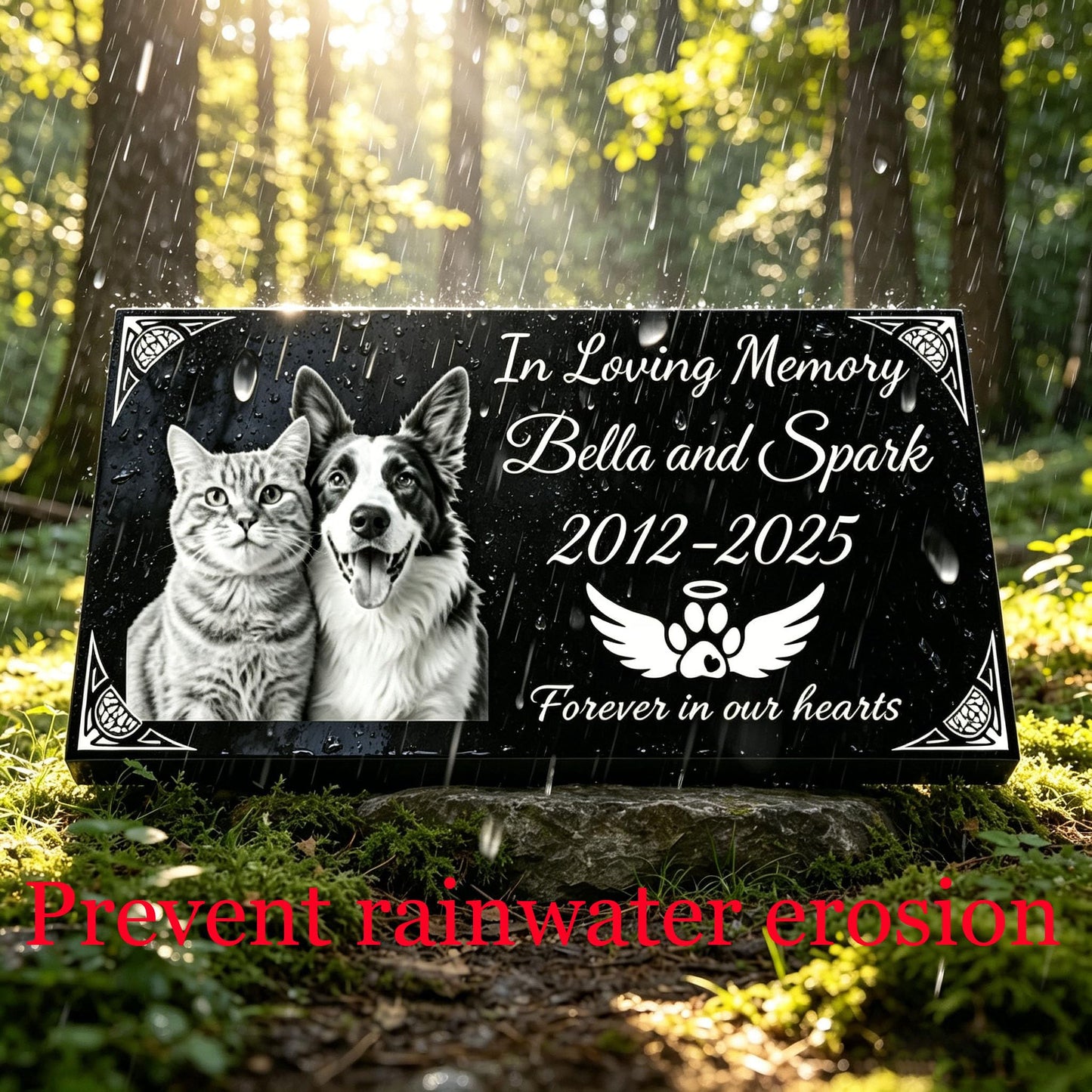myDili Dog Headstone,Dog Memorial Stone,Black Granite Memorial Garden Stone Engraved with Photo,Pet Headstones Personalized Pet Memorial Stones for Dog,Cat Tombstone (pet Memorial Stone)