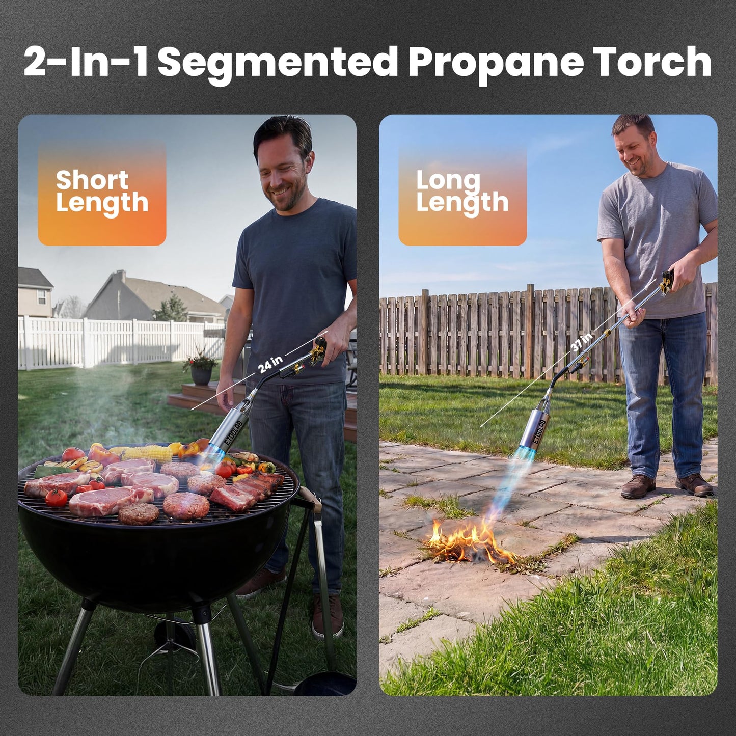 Propane Torch Weed Burner, 14FT Hose High Output Weed Torch with Self Igniter and Turbo Trigger, Heavy Duty Propane Weed torch for Weeding,Melting Snow,BBQ,Roof Asphalt Work