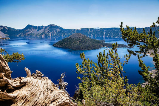 Pacific Northwest Photography Print (Not Framed) Picture of Crater Lake on Summer Day in Oregon Cascade Mountains Wall Art Nature Decor (5" x 7")