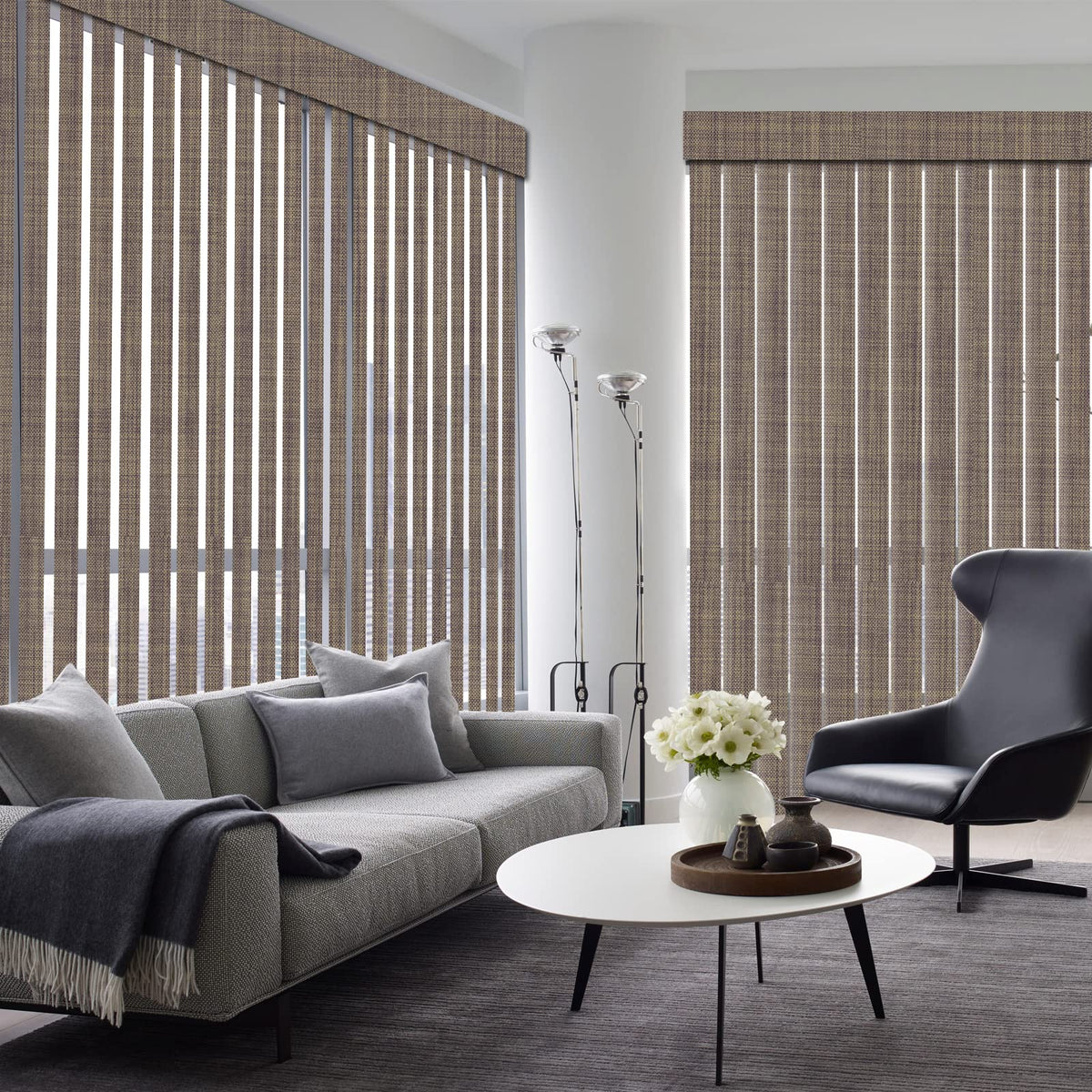 HousCa Blackout Vertical Blinds Window Shades, Light Brown Custom Window Blinds Energy Saving UV Protection Noice Reduce Vertical Window Blinds for Patio Doors, Windows, Sliding Doors