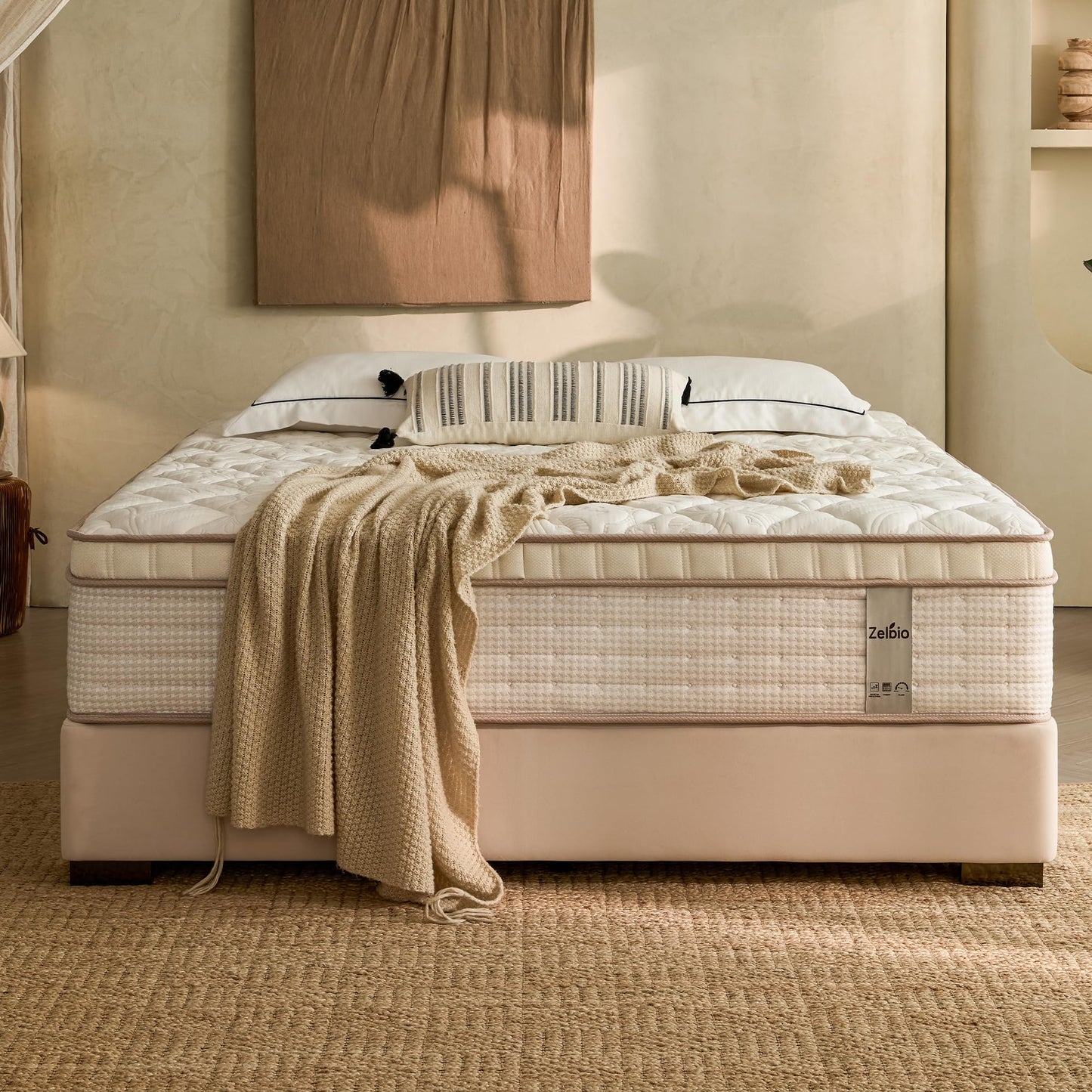 ZELBIO 12 Inch Full XL Mattress Hybrid, Cooling Gel Memory Foam & Pocket Springs, Medium Firm, Breathable, CertiPUR-US Certified, Bed-in-a-Box