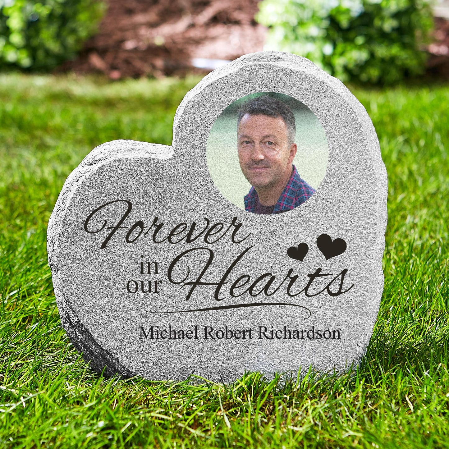 Let's Make Memories Personalized Memorial Garden Stone - Sympathy - Loss of Loved One - Condolences - Outdoor - Headstone - Durable Resin - Upright Garden Marker - Forever in Our Hearts