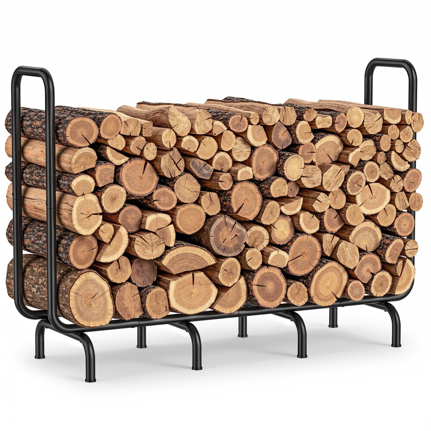 Josmimic 4.5FT Firewood Rack Outdoor, Heavy Duty Metal Wood Rack for Firewood Storage, Indoor Outdoor Log Holder for Fireplace, Patio, Deck, Backyard