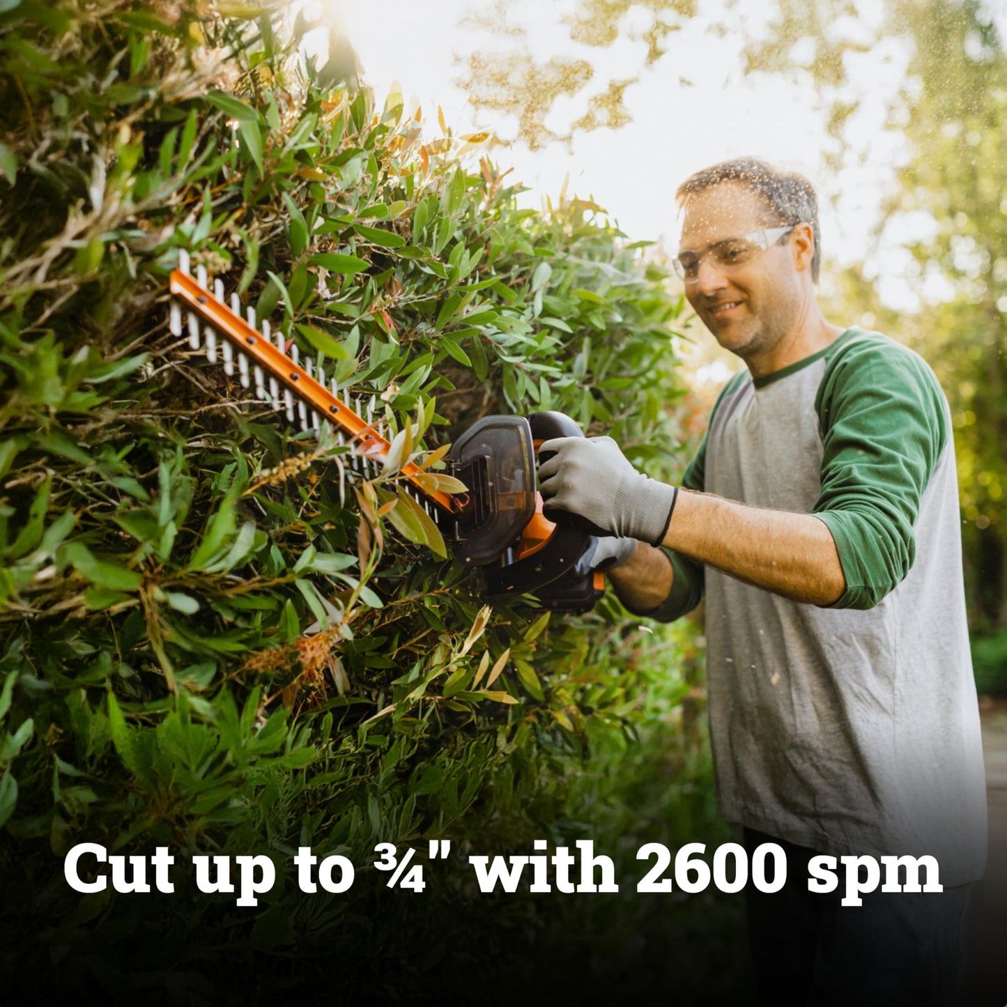 WORX 22" Cordless Hedge Trimmer, Electric Hedge Trimmer with Dual-Action Blades, Lightweight Bush Trimmer with 5.5 LBS, Battery & Charger Included, WG261
