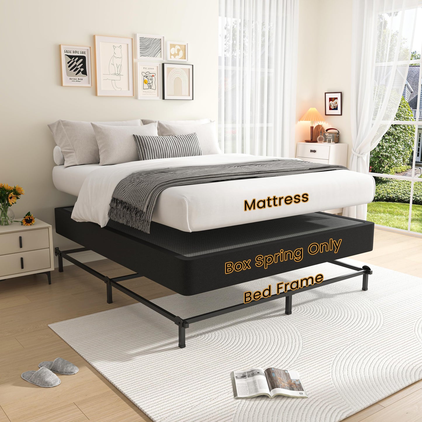 MAF Queen Box Spring for Queen Bed 10 Inch High Profile Bed Base with Cover