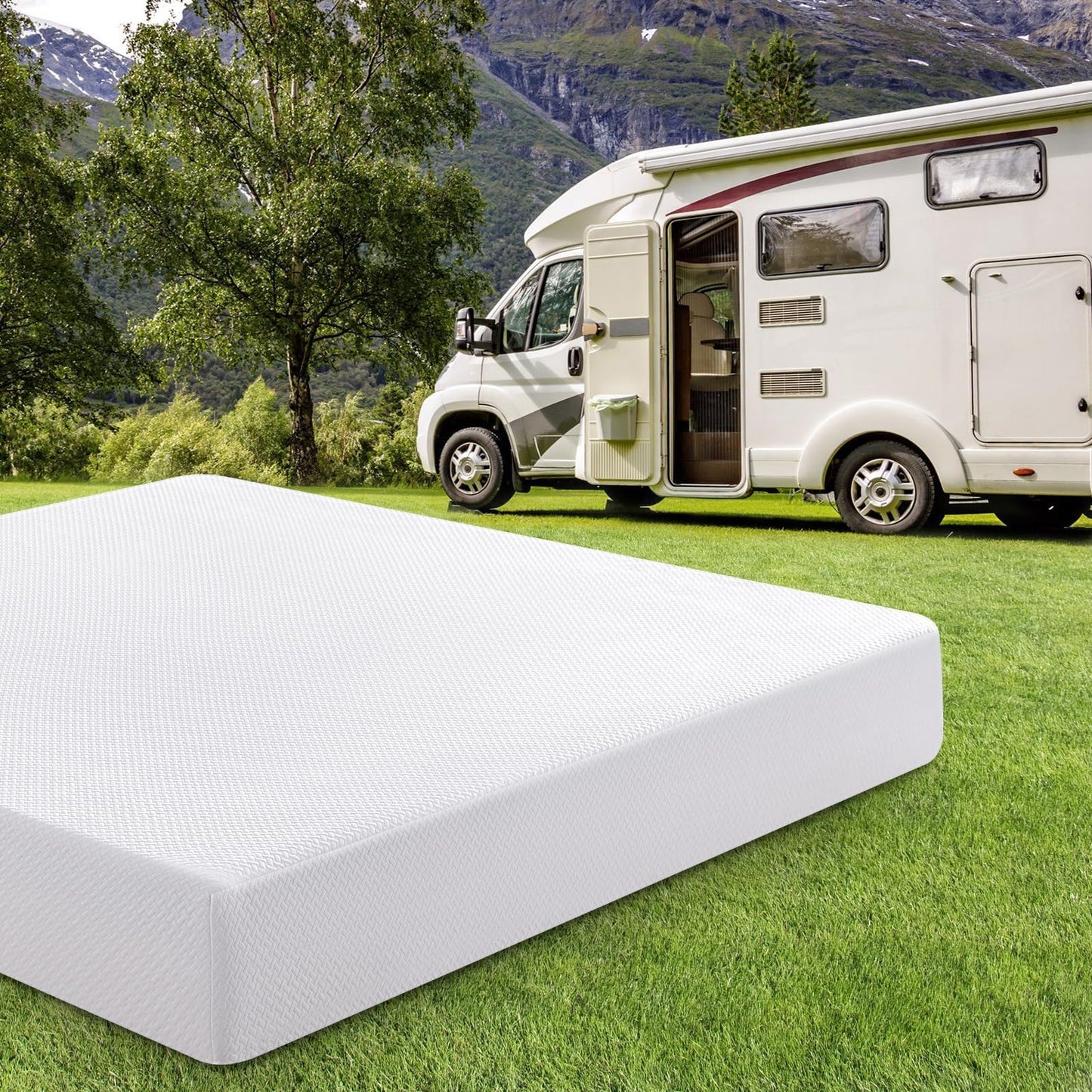 Short Queen RV Mattress 10 Inch with Tencel Cover, Premier Cooling Green Tea/Gel Memory Foam Mattresses in Box for Camper/Truck/Trailer, Medium Firm Bed-Mattress Made in USA, CertiPUR-US 75'' x 60''