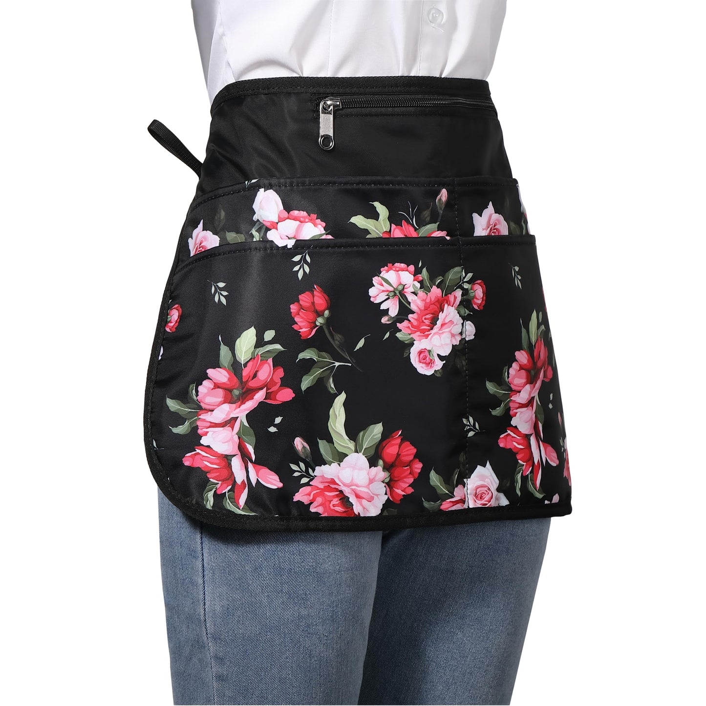 Bafelia Garden Apron for Women with 6 Pockets,Half Florist Apron (Peony)