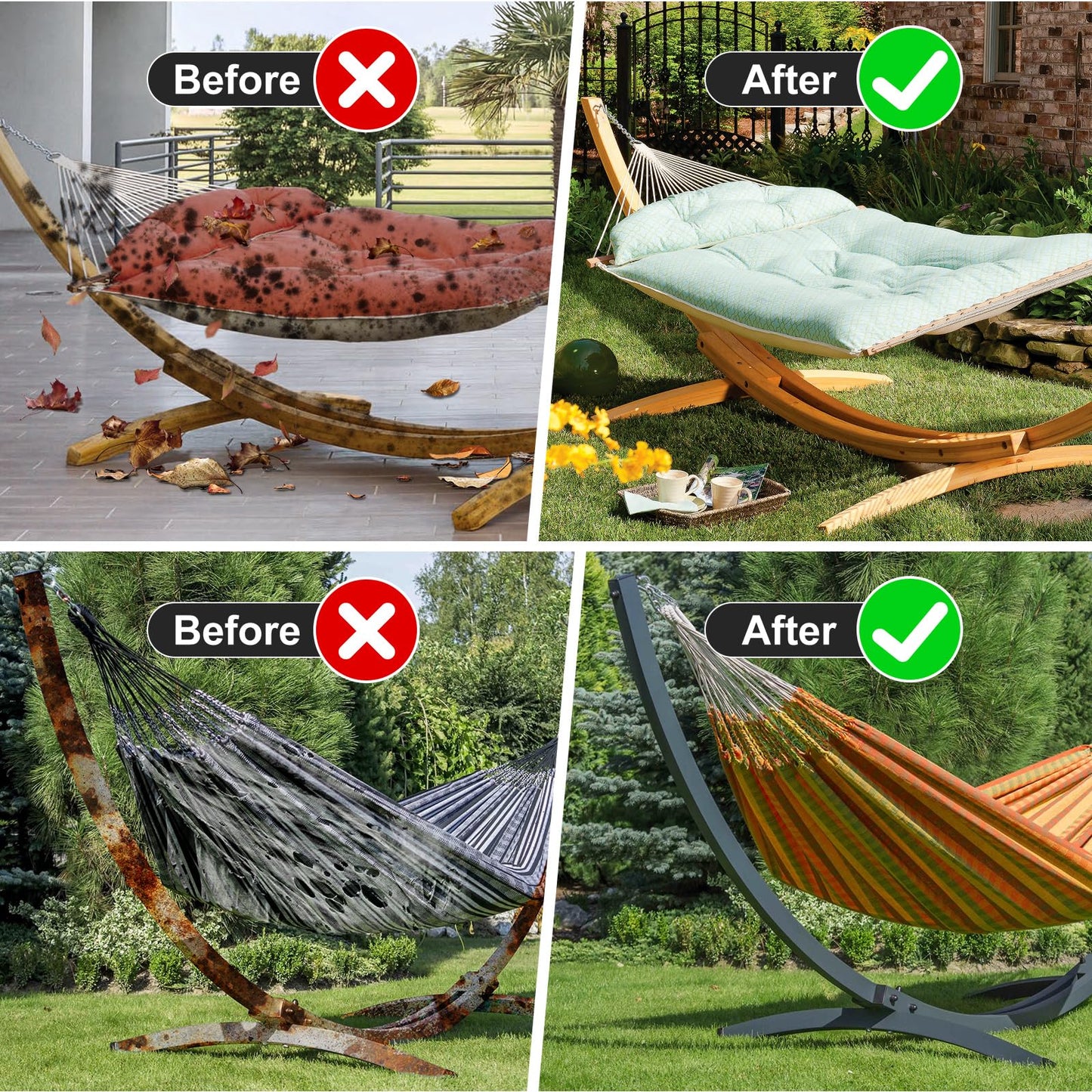 Waterproof 11-12 FT Hammock Cover, 210T Sun Rain UV Dust Snow Protection Outdoor Hammock Covers with Windproof Straps & Soft Cotton Lining for 11-12ft Stand