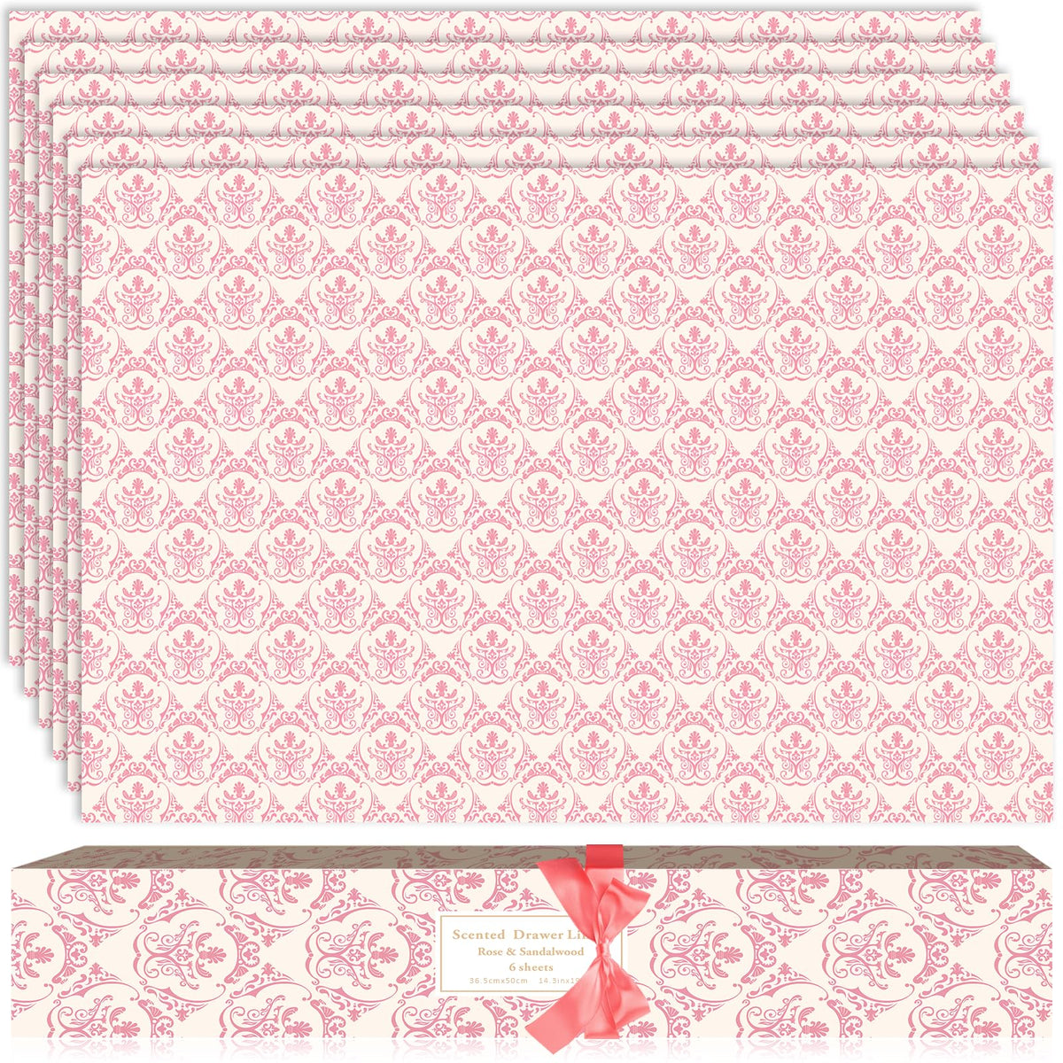SCENTORINI Scented Drawer Liners for Dresser, 6 Sheets Rose Sandalwood