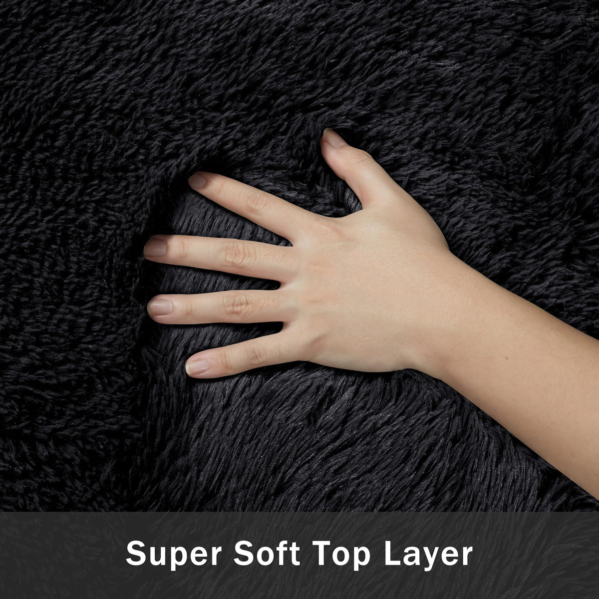 Xafir 8x10 Area Rug for Living Room,Black Fluffy Shag Non-Slip Bedroom Rugs