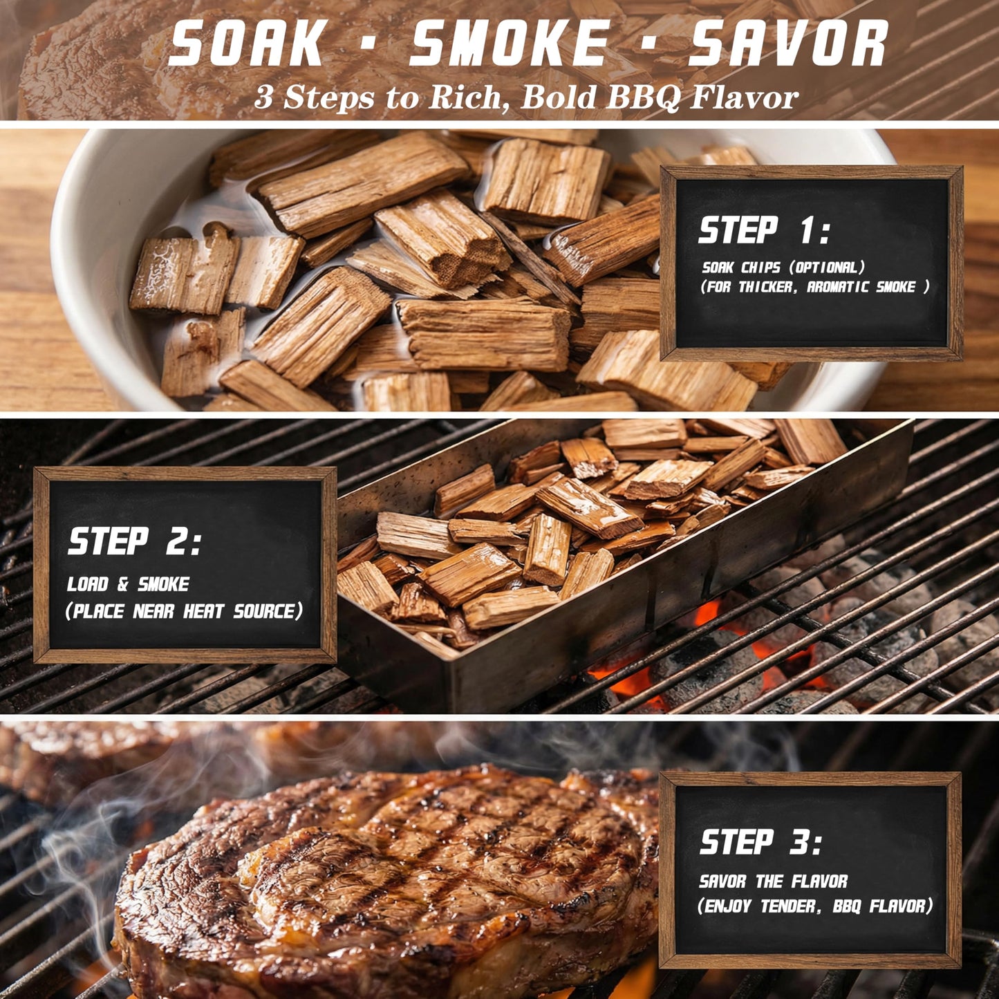 Smoking Wood Chips Variety Pack – Apple, Cherry, Hickory & Oak, 4 Flavors, 1.6 lb Each, Wood Chips for Smoker, All-Natural Hardwood Wood Chips, Smoker Wood Chips for BBQ, Gas & Charcoal Grills