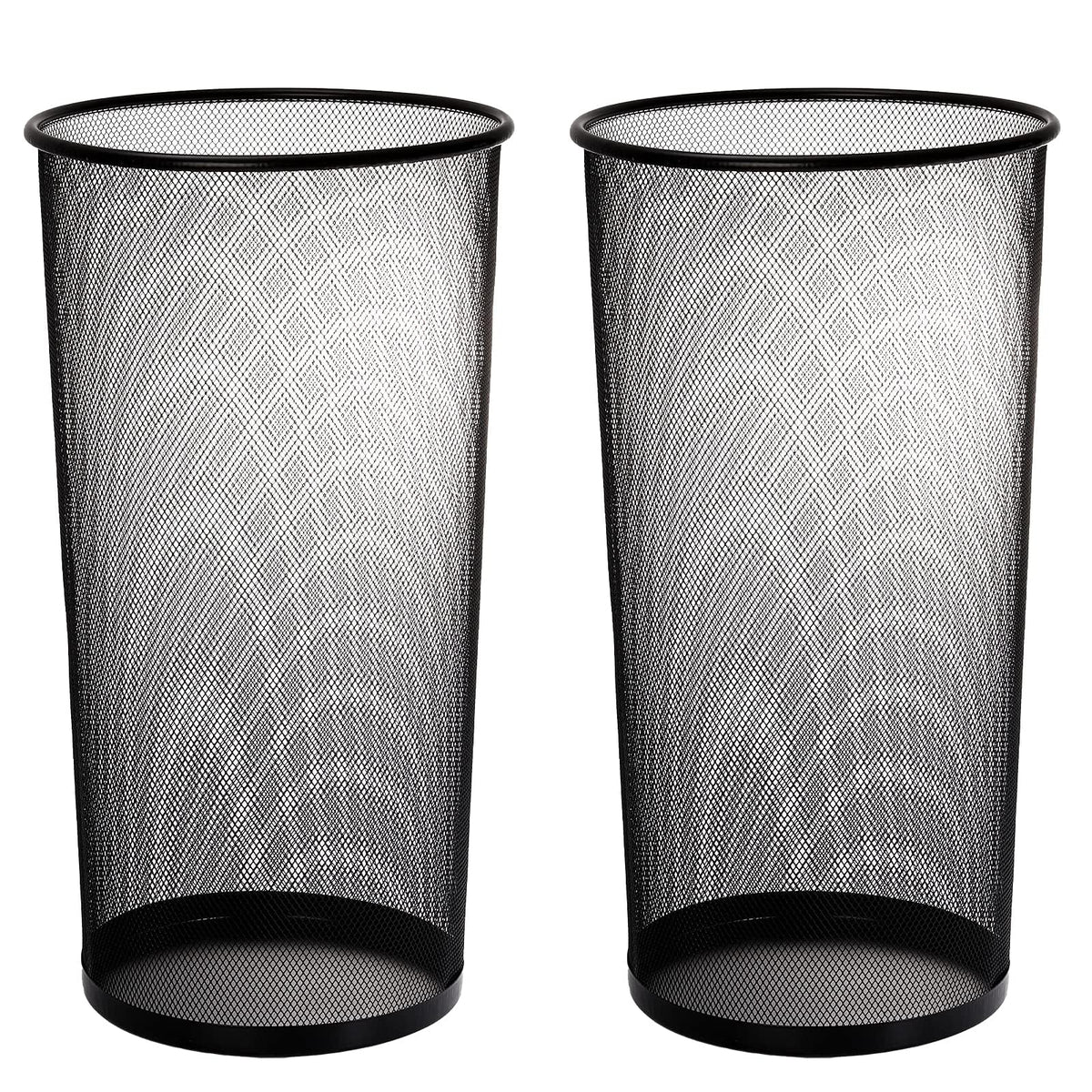 Youeon 2 Pack Large Umbrella Holder, 10.5x20 Inch Metal Mesh Umbrella Stand, Freestanding Bucket for Umbrellas, Canes, Walking Sticks, Wrapping Paper, Entryway, Home, Office, Hotel, Black