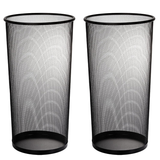 Youeon 2 Pack Large Umbrella Holder, 10.5x20 Inch Metal Mesh Umbrella Stand, Freestanding Bucket for Umbrellas, Canes, Walking Sticks, Wrapping Paper, Entryway, Home, Office, Hotel, Black