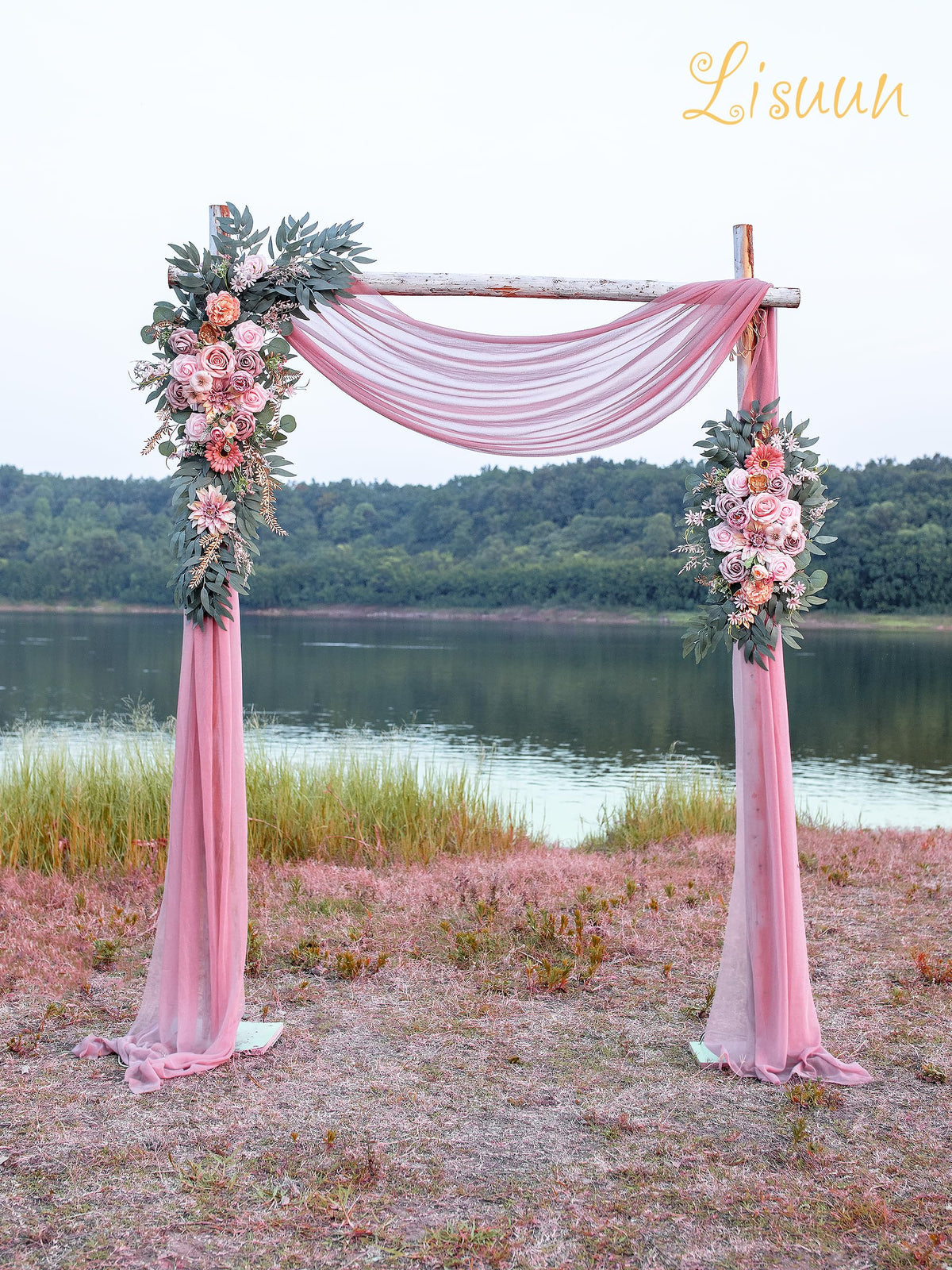Lisuun Artificial Wedding Arch Flowers, 2 Large Floral Swags