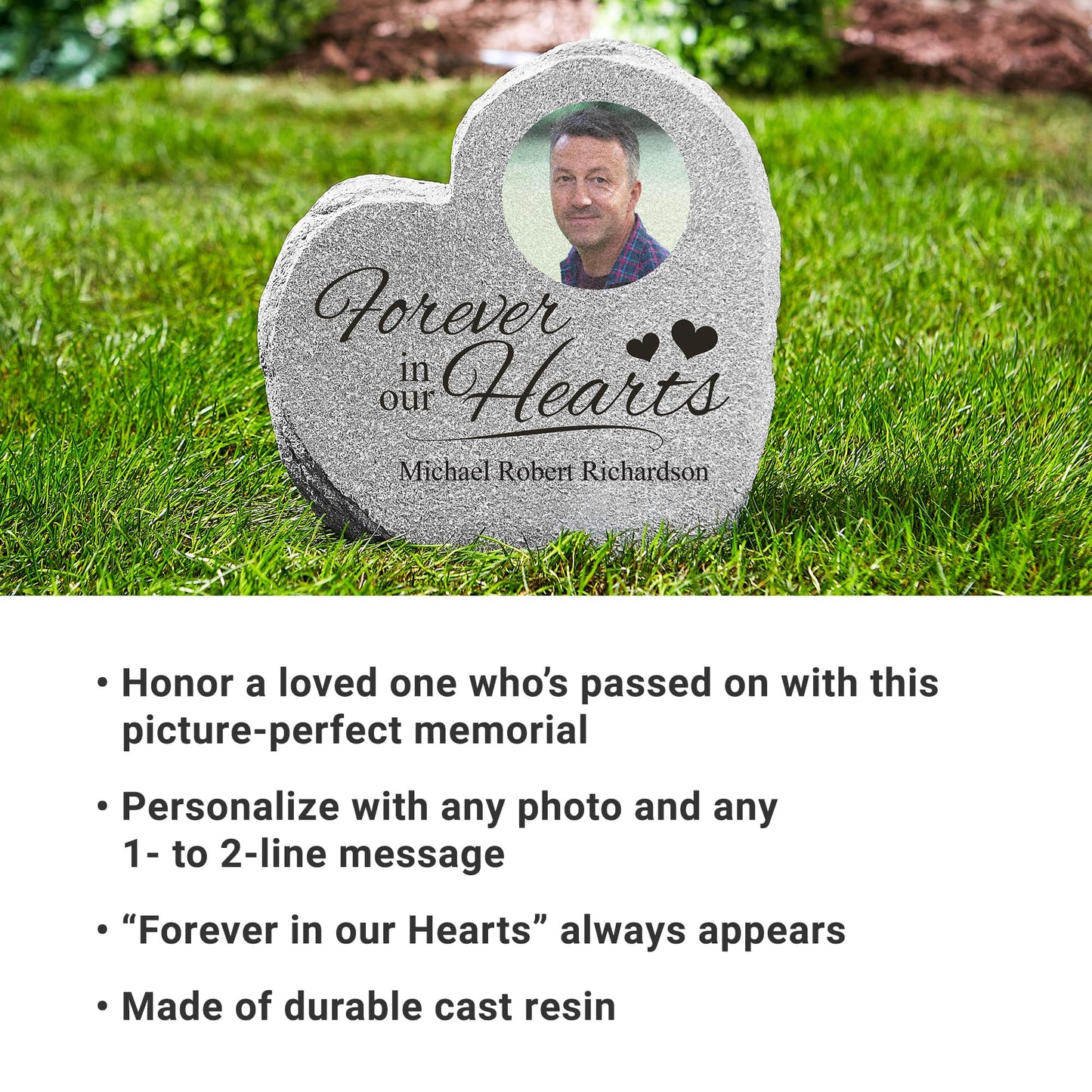 Let's Make Memories Personalized Memorial Garden Stone - Sympathy - Loss of Loved One - Condolences - Outdoor - Headstone - Durable Resin - Upright Garden Marker - Forever in Our Hearts