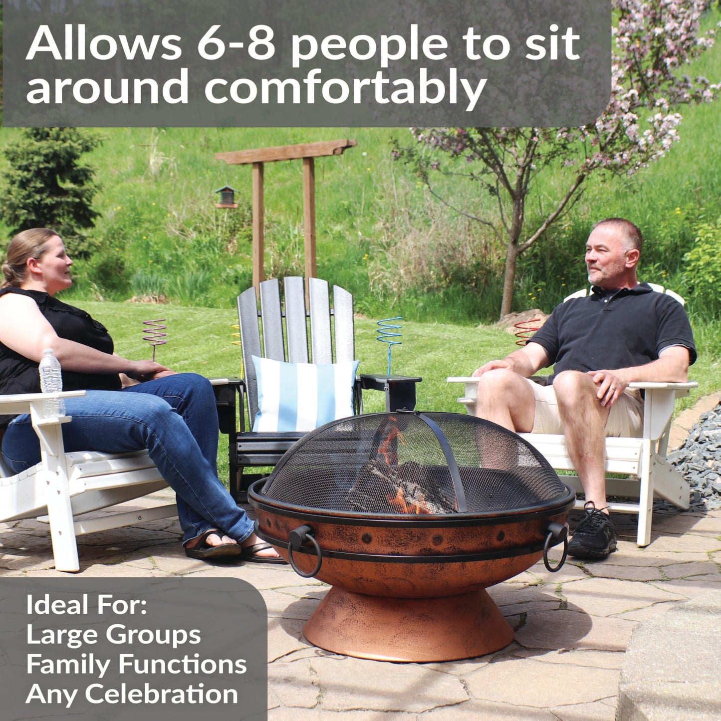 Sunnydaze 30-Inch Royal Cauldron Outdoor Patio Fire Pit, Copper Finish