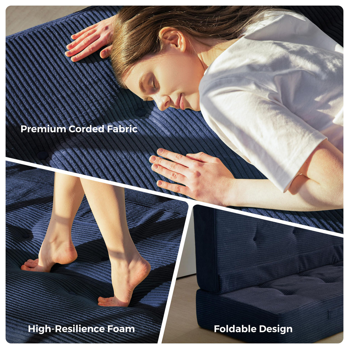 MAXYOYO Foldable Mattress, 8-Inch Tufted Futon Mattress with Handles