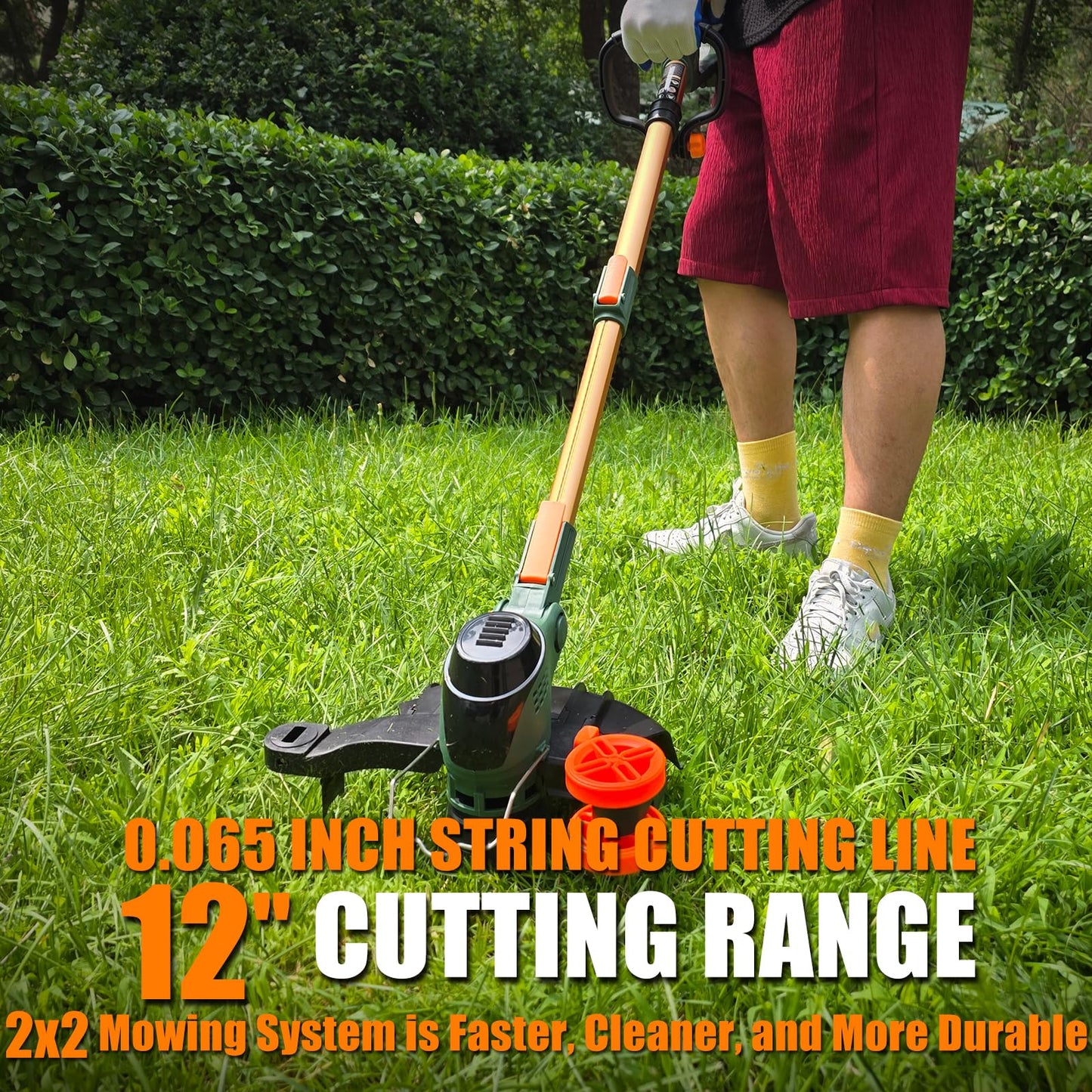 WeGofly 12" Electric Weed Wacker, 3 in 1 Cordless String Trimmer/Lawn Edger/Brush Cutter with Steel Gears, 2×21V 5.0Ah Batteries & Charger, 5.2 LBS Lightweight Grass Trimmer for Yard Garden