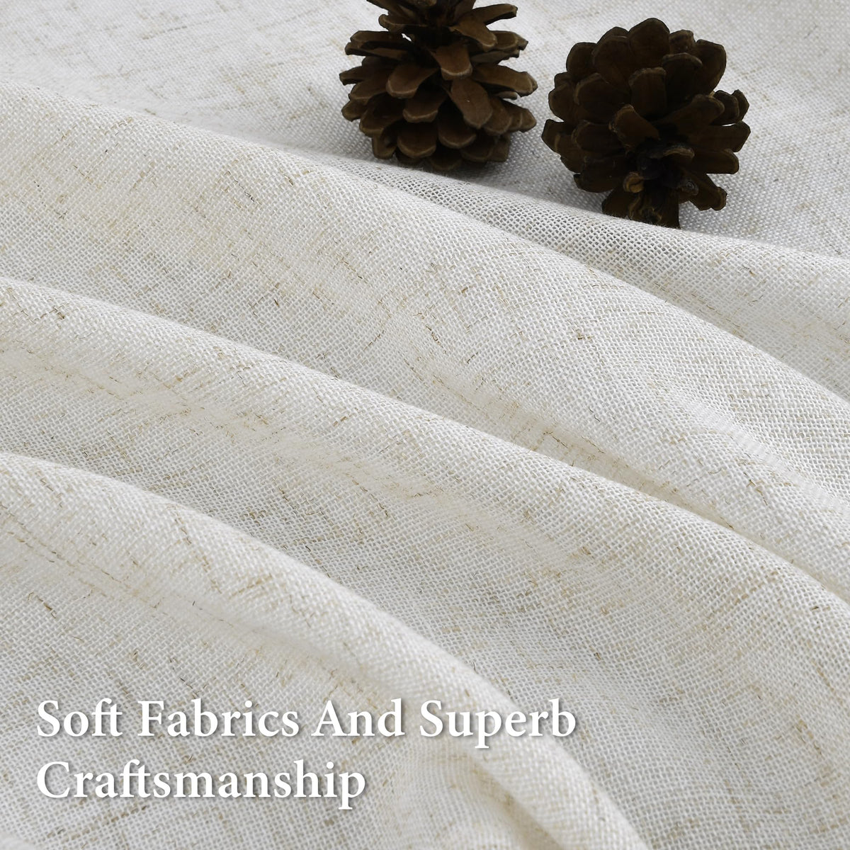 Fuhana Linen Kitchen Cafe Window Curtains,2 Panels(24" W x 20" L,Natural)