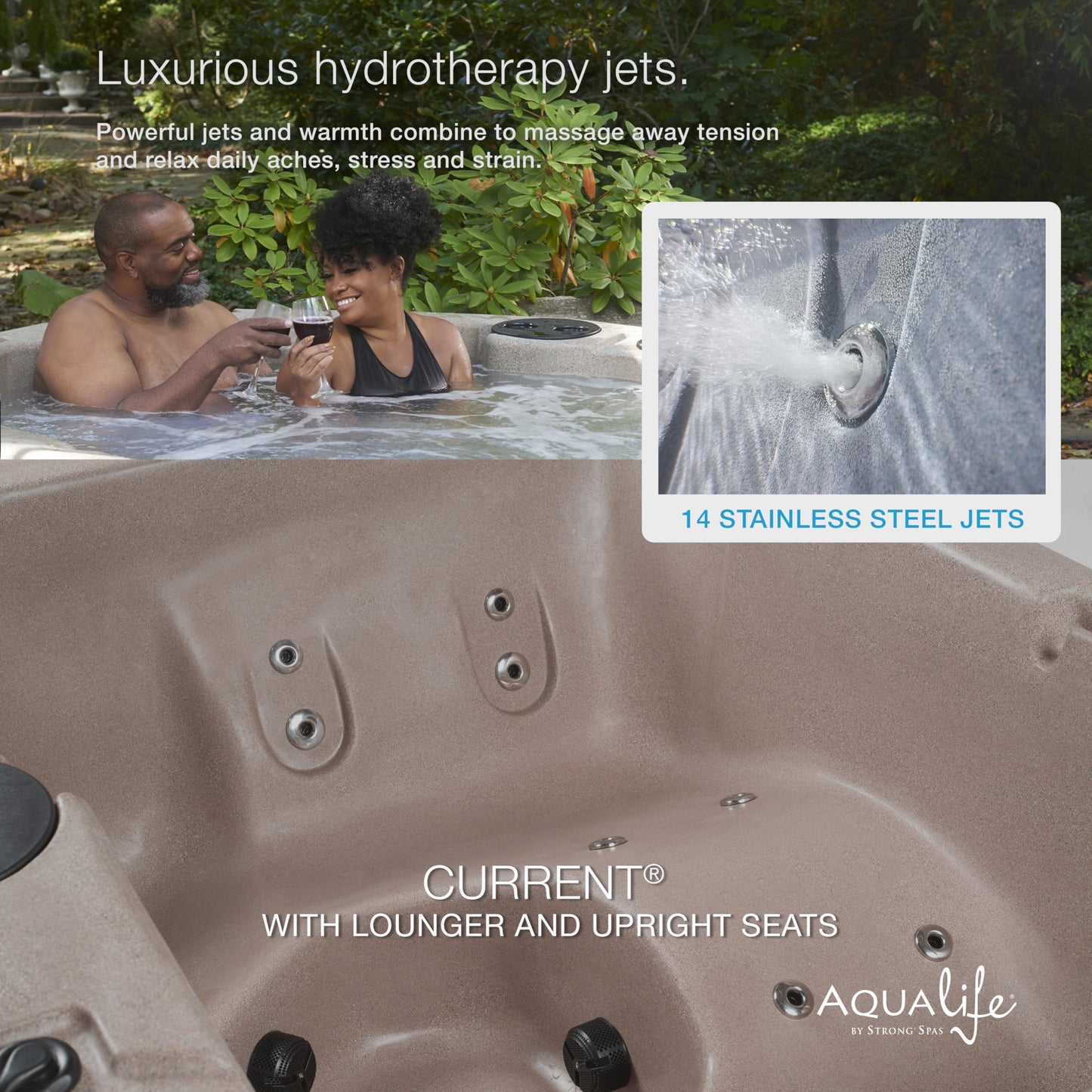 Aqualife Current Outdoor Hot Tub, Free Extras, Fits 4-Adults, Plug and Play Spa, Free Cover Included