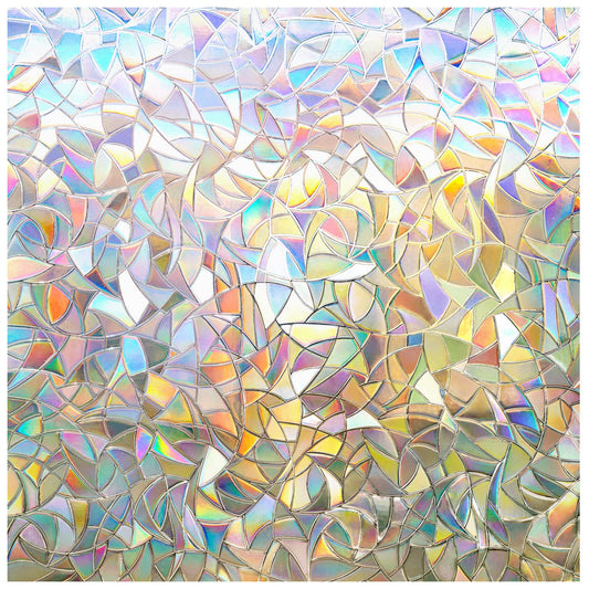 rabbitgoo Rainbow Window Privacy Film, Stained Glass Cling, 17.5" x 78.7"