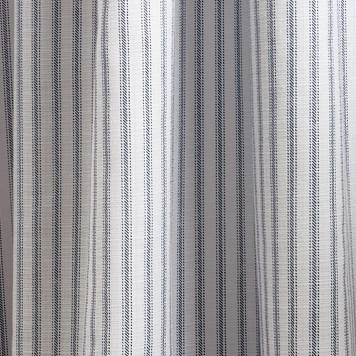Martha Stewart Ticking Stripe 3-Piece Window Curtain Valance and Tiers Set, White Indigo