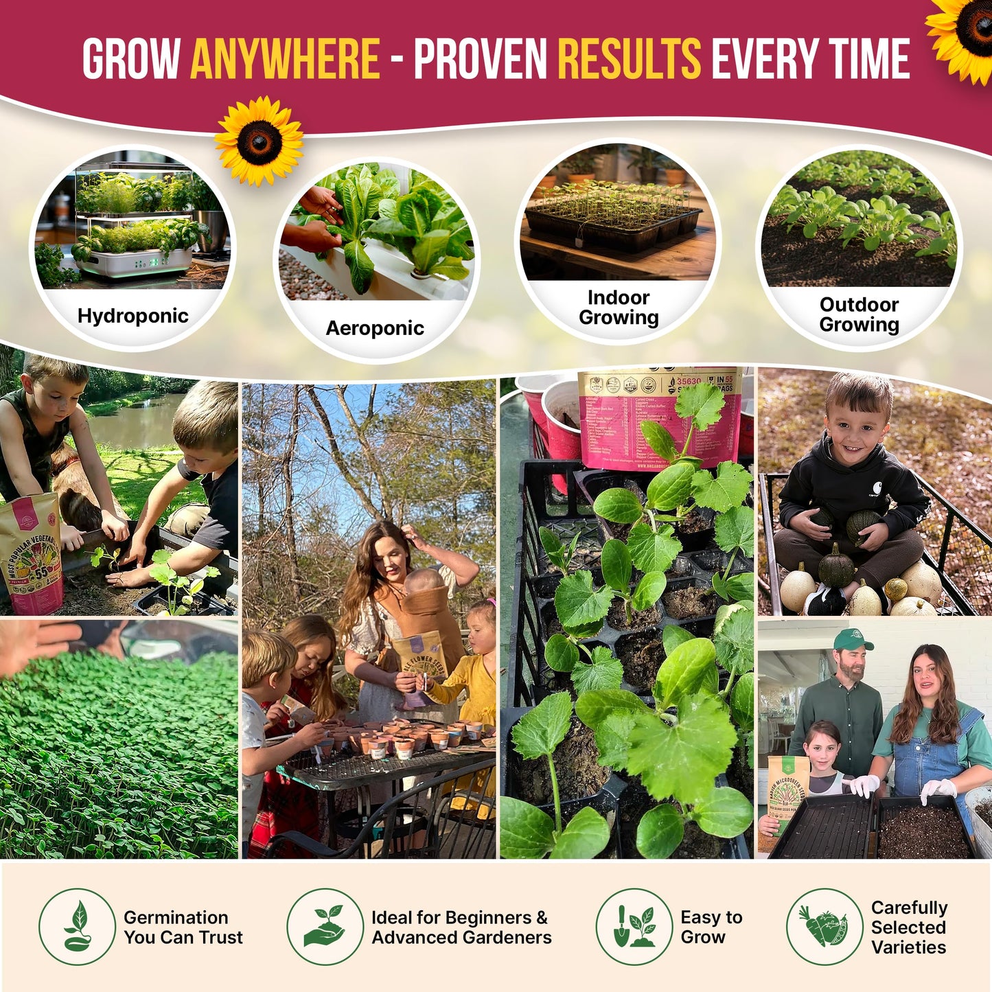 55 Vegetable Seeds Variety Pack - 35,600+ Non-GMO Heirloom Seeds for Planting Vegetables and Fruits in Individual Seed Packets, Home Garden Seeds for Hydroponic, Indoor and Outdoors Gardening