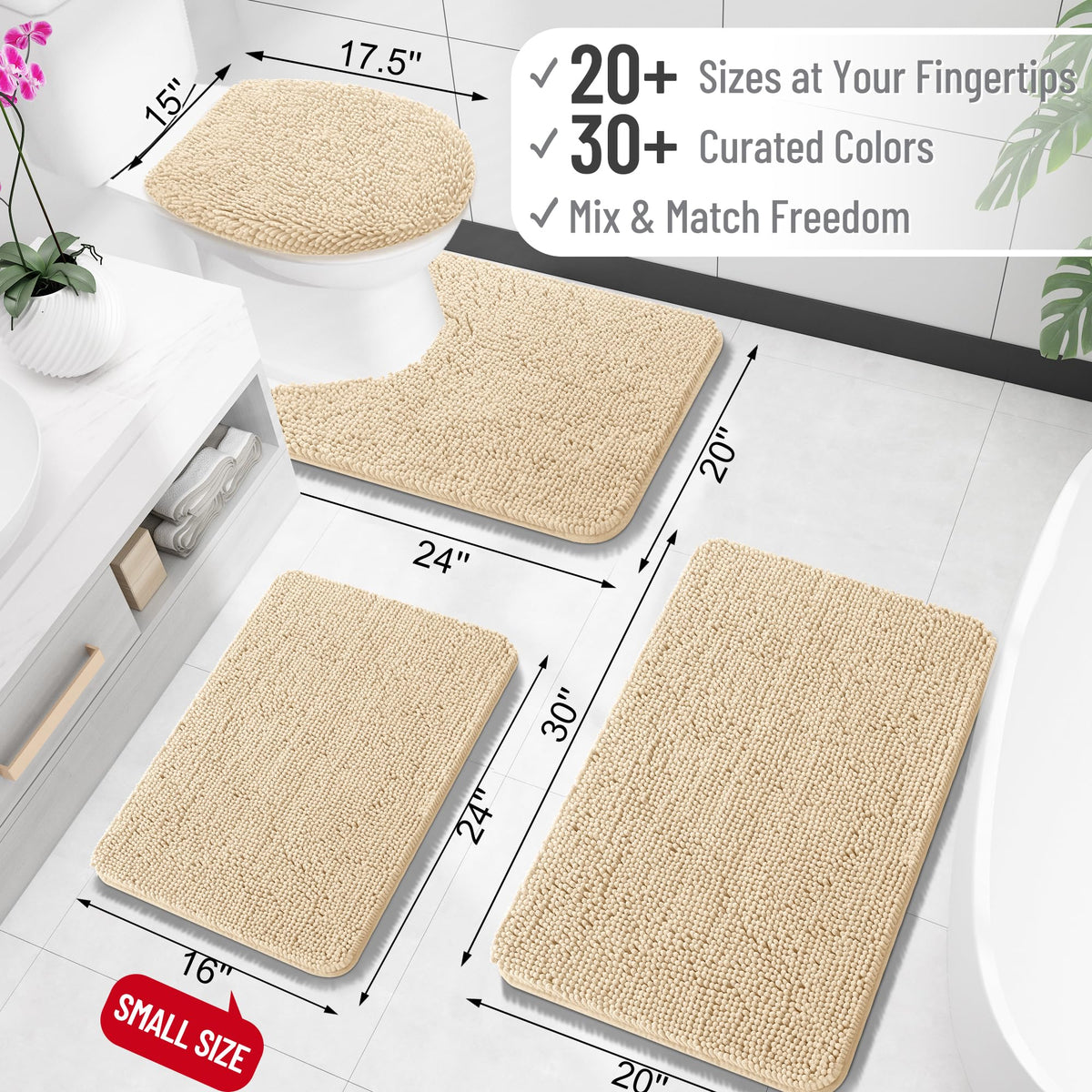 OLANLY Bathroom Rugs 30x20, Extra Soft Absorbent Chenille Bath Rugs