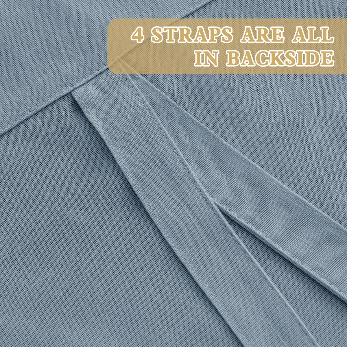 H.VERSAILTEX Tie Up Linen Curtains 63 Inch Length Nature Linen Textured Privacy Curtain Multi Hanging Ways Shade Balloon Window Shade Rod Pocket Casual Curtain - 42x63-2 Panels, Stone Blue