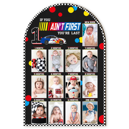 Z1juce Racing 1st My First Year Photo Frame Board for Baby Boys