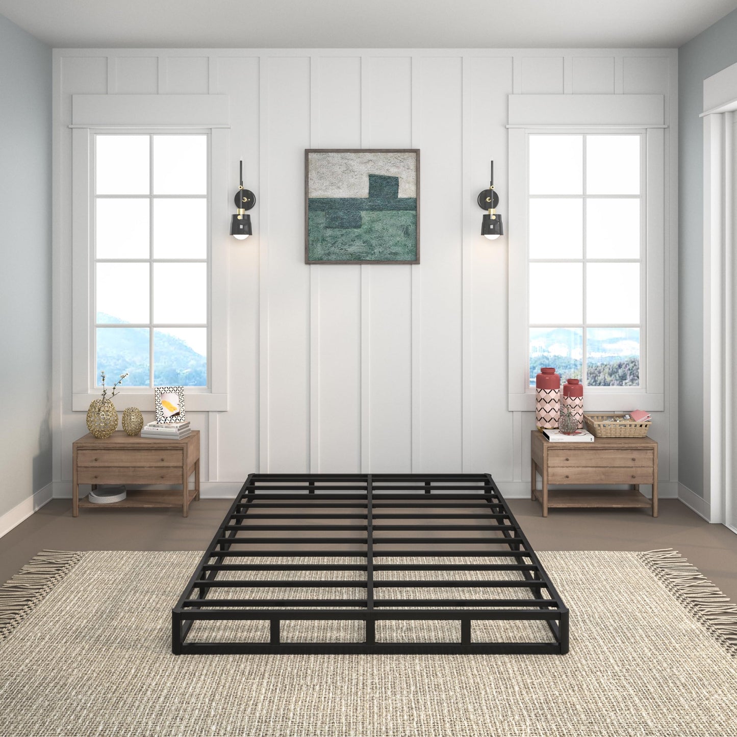 TROZULER 7 Inch Box Spring for Queen Bed, Heavy Duty Metal Mattress Foundation, 3000 lbs Capacity, High Profile, Noise-Free, Easy Assembly with Fabric Cover