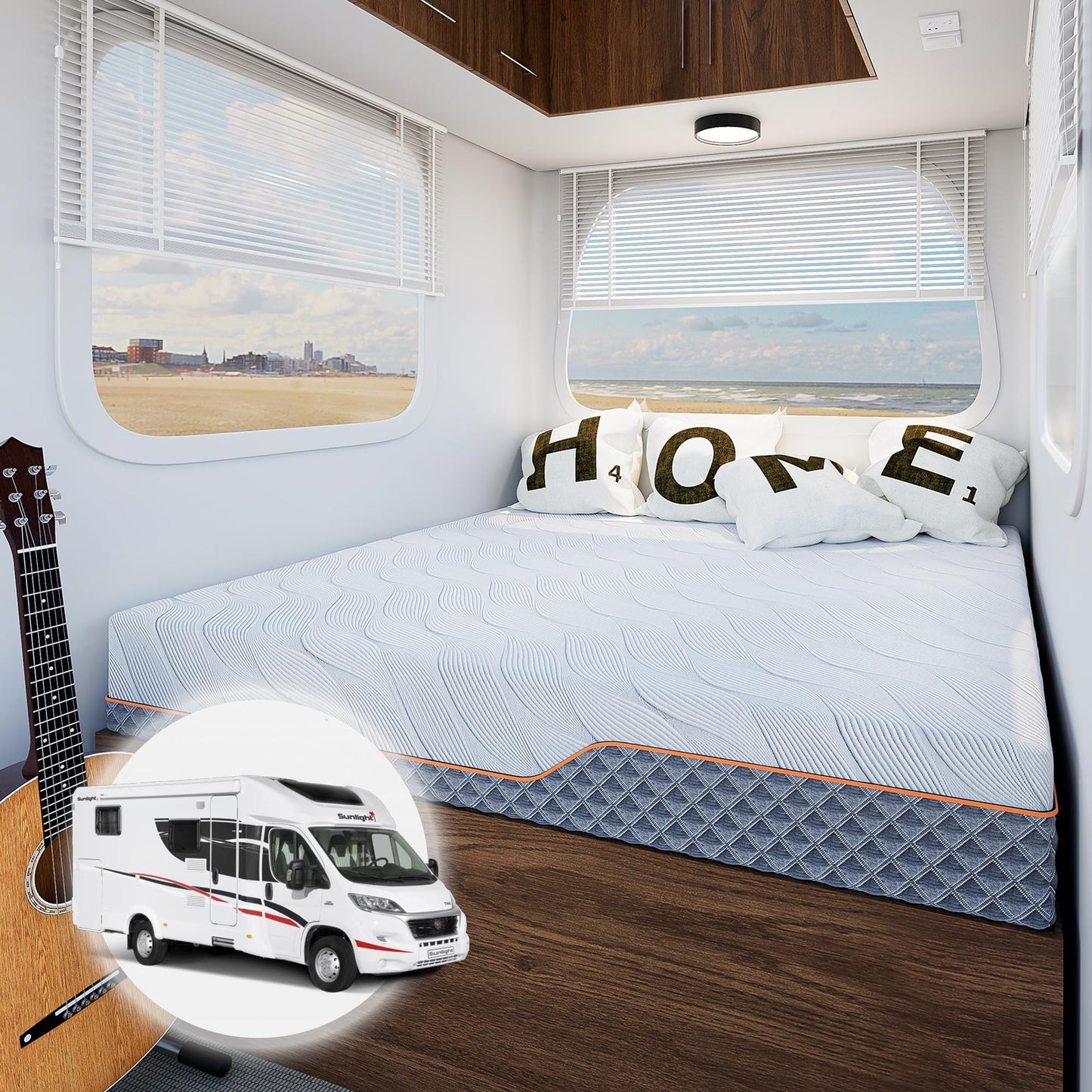 ESHINE Short King RV Mattress - 10" Hybrid RV Mattress, Shock-Absorbing and Pressure-Relieving, for RVs, Campers & Trailers
