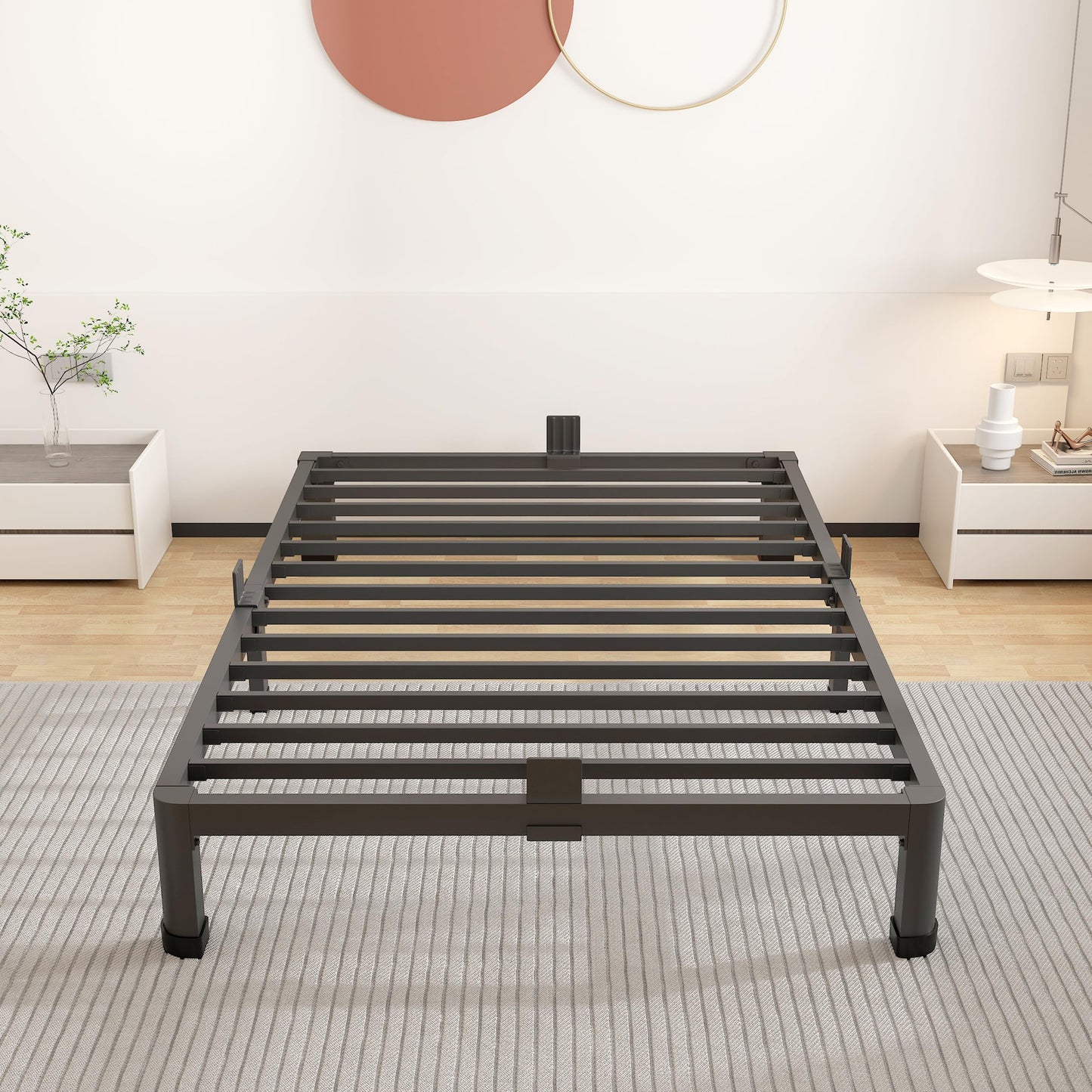 ROIL 7 inch Twin Bed Frames with Round Corner Legs Mattress Retainers 3500LBS Heavy Duty Steel Slats No Box Spring Needed Platform Noise-Free Easy Assembly