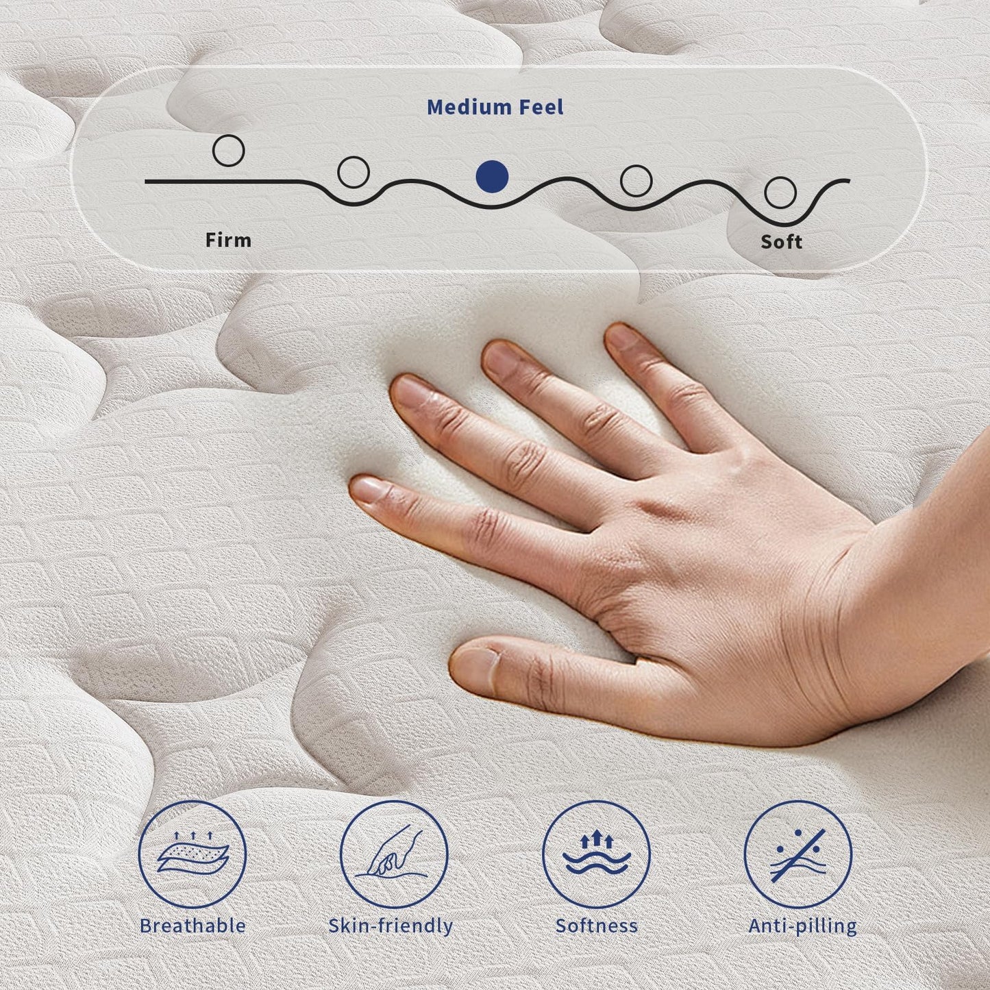 SupremeSleep Queen Mattress, 12 Inch Queen Size Mattresses in a Box, Individually Wrapped Pocket Coils for Isolate Motion,Pressure Relief, CertiPUR-US Certified, Support Comfort & Medium Firm