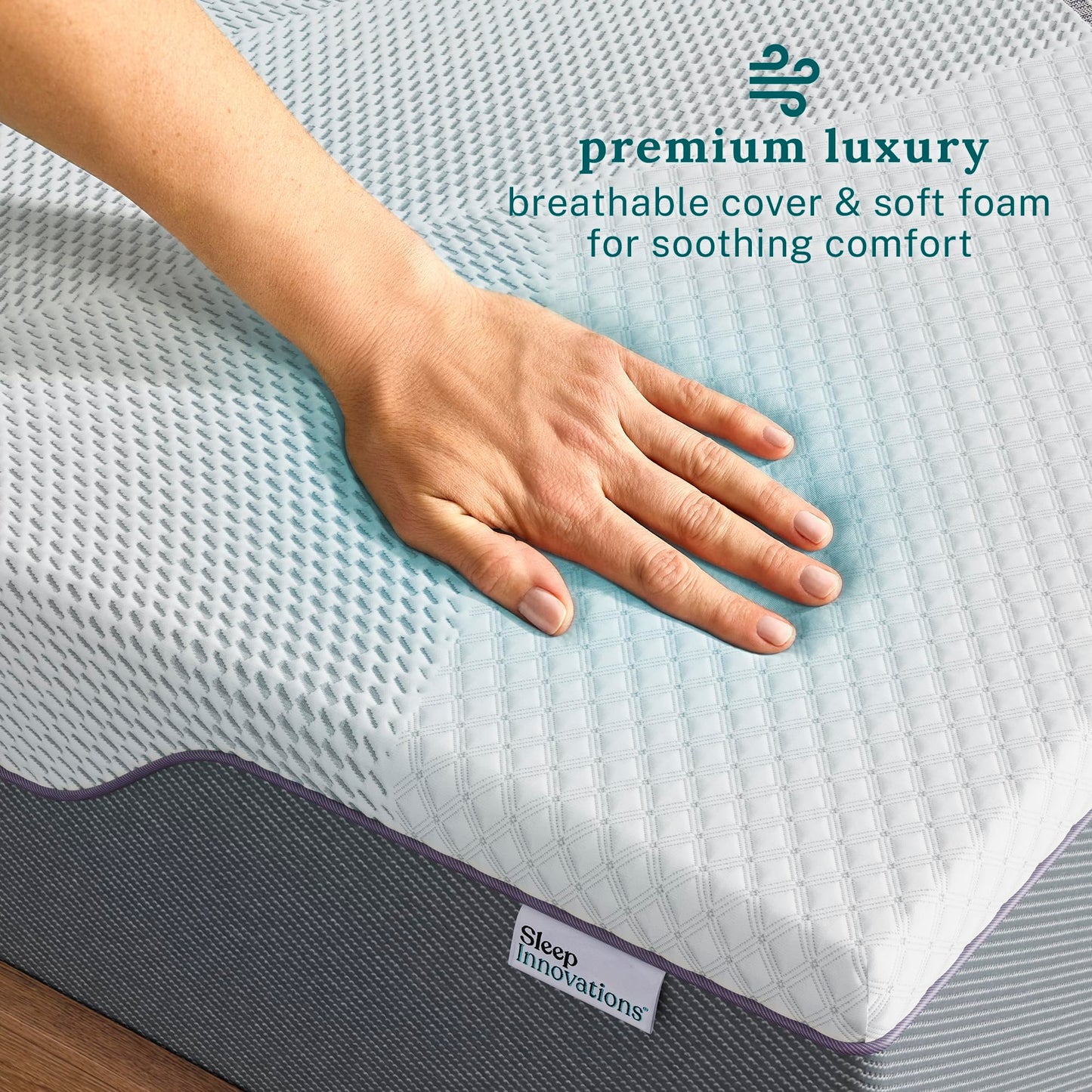 Sleep Innovations Shiloh 12 Inch Green Tea Memory Foam Mattress, Twin Size, Bed in a Box, Medium Feel