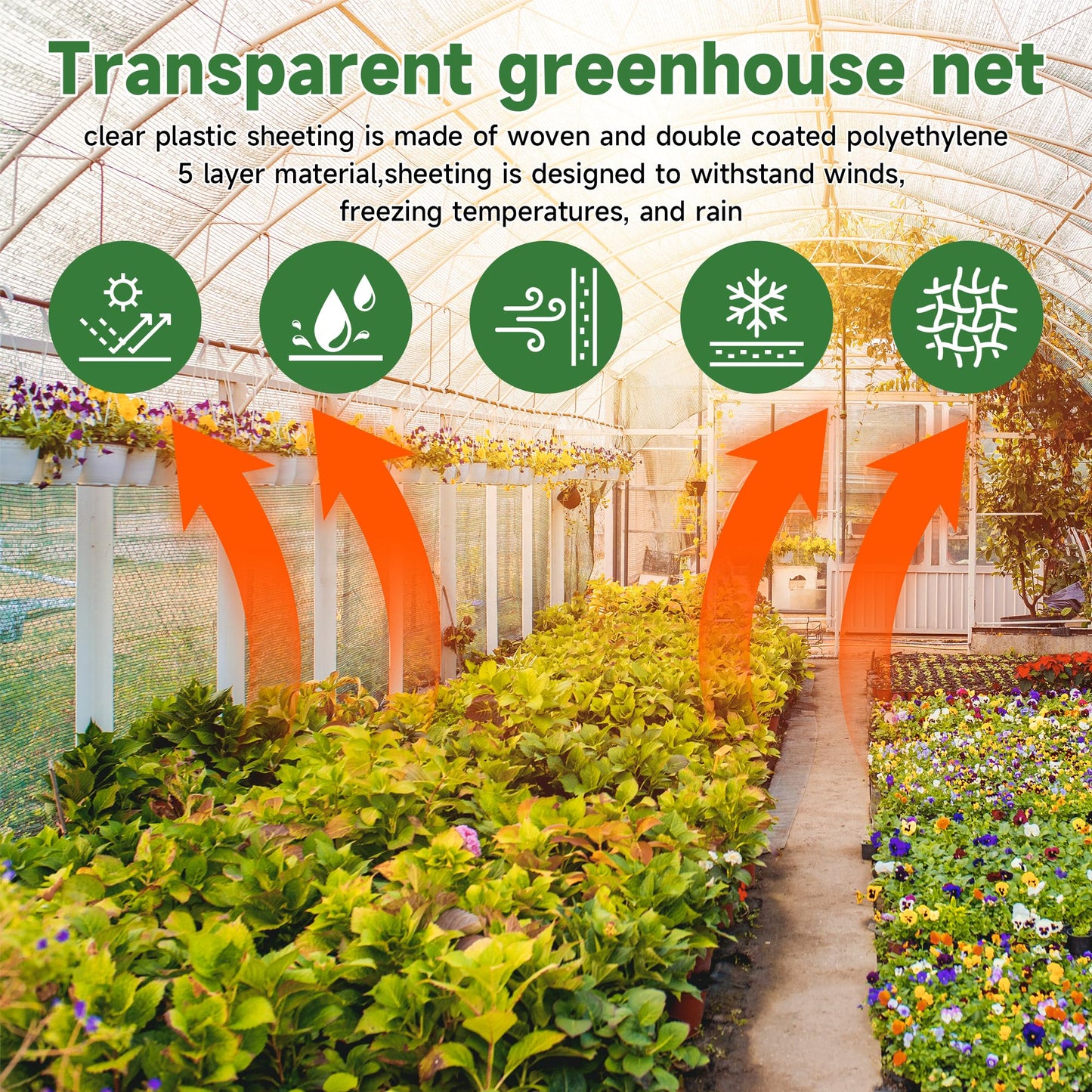 16Mil Greenhouse Cover, 14x18 FT Clear Heavy Duty Greenhouse Tarp, UV Resistant Waterproof Green House Plastic Covering with Grommets for Garden, Farms, Nursery (Cover-GRH-10X10FT)