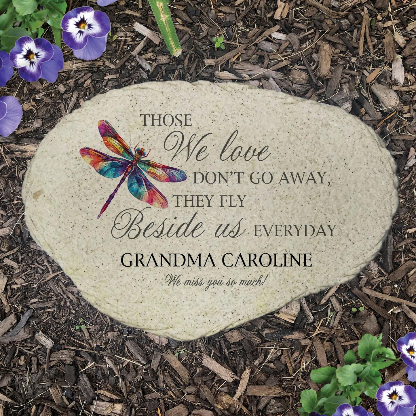 Personalized Memorial Garden Stone Dragonfly Those We Love Stay Beside Us Tribute, Memorial Gift, Custom Outdoor Plaque