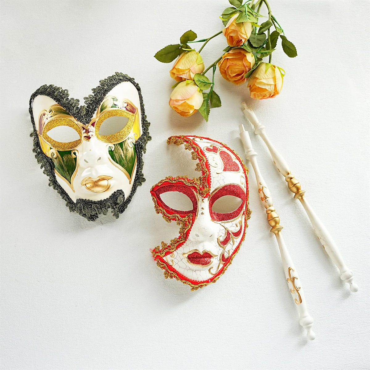 YU FENG 2 Pack Venetian Masquerade Mask, Adult Carnival Party Accessory